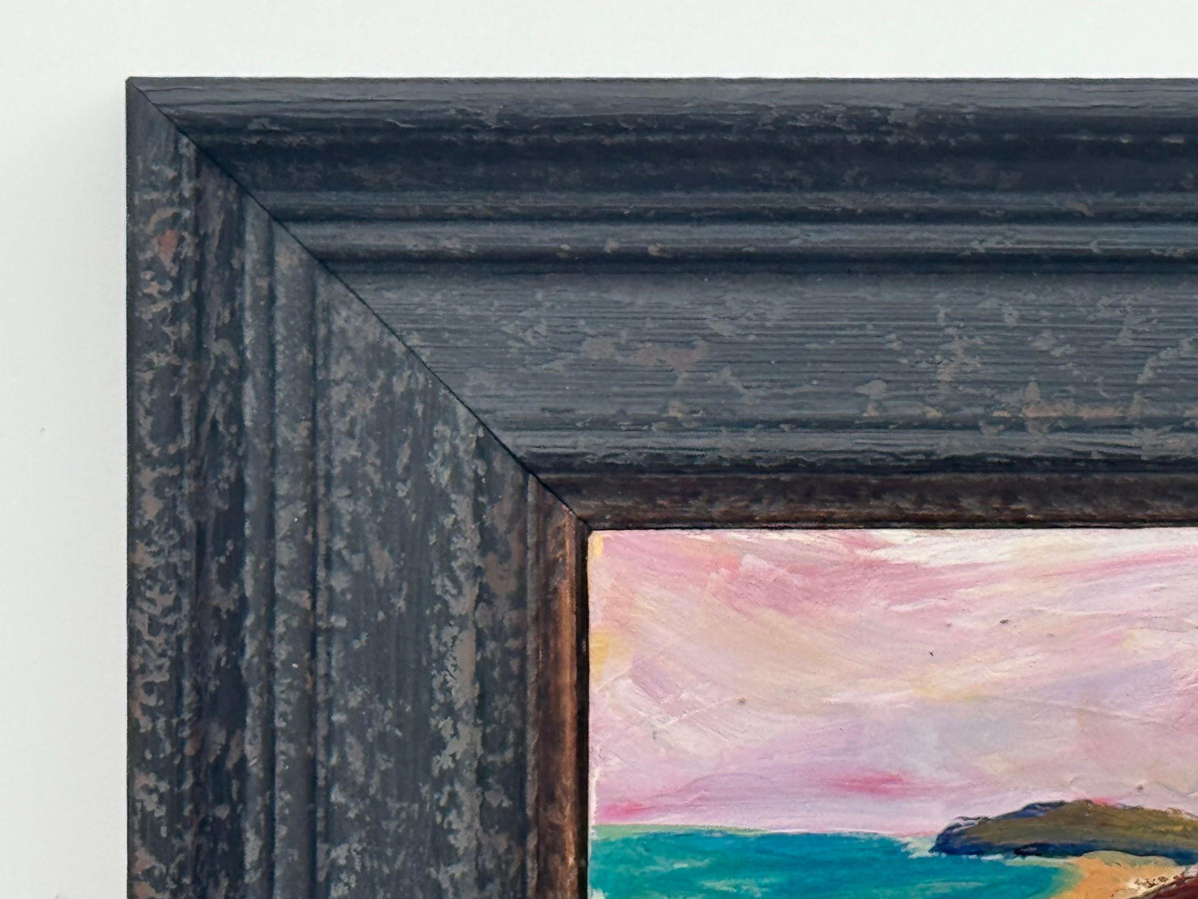 Abstrakte Meereslandschaft, Miniaturstudie, zeitgenössische britische Künstlerin, Impasto im Angebot 5