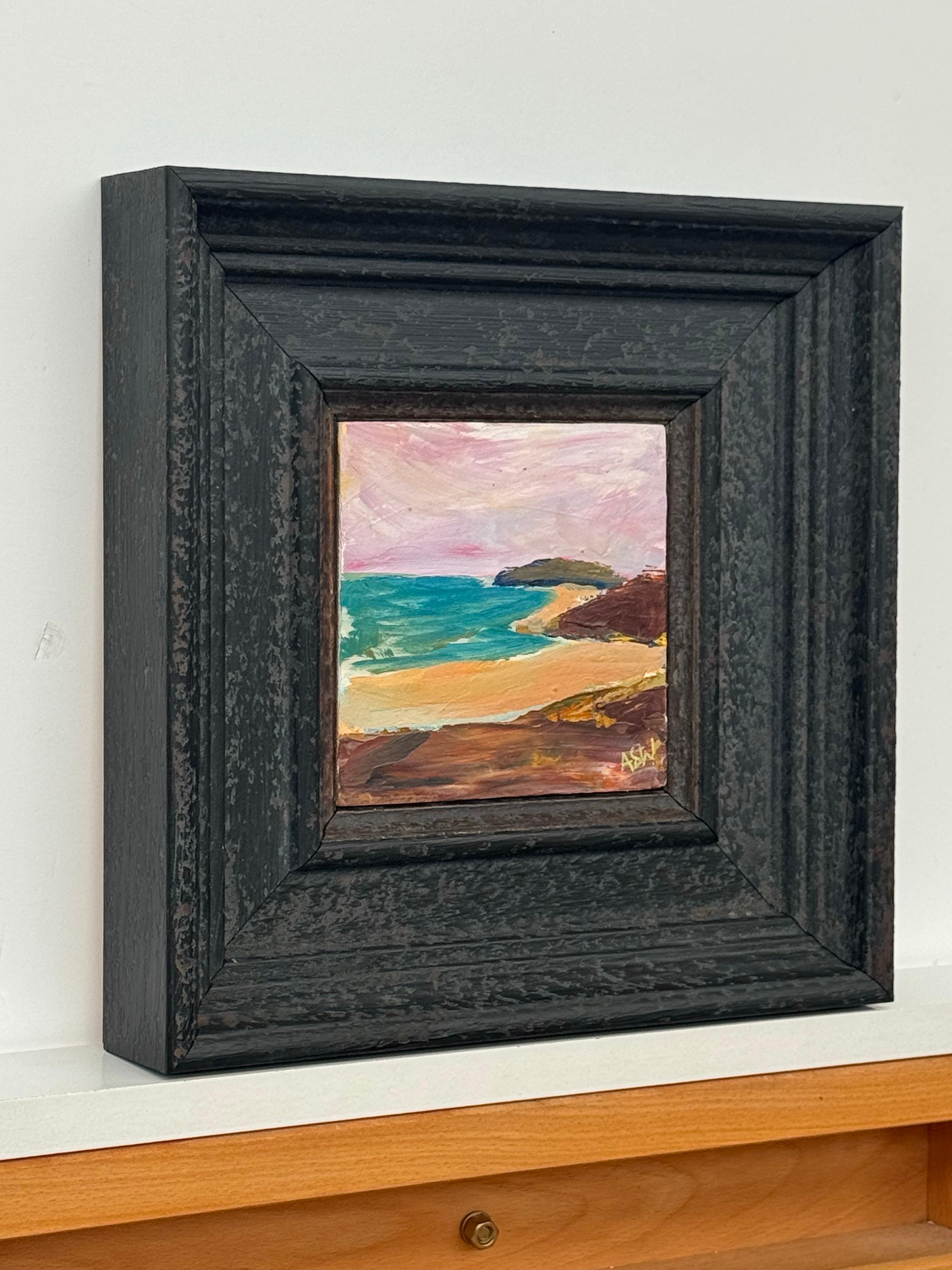 Abstrakte Meereslandschaft, Miniaturstudie, zeitgenössische britische Künstlerin, Impasto – Painting von Angela Wakefield