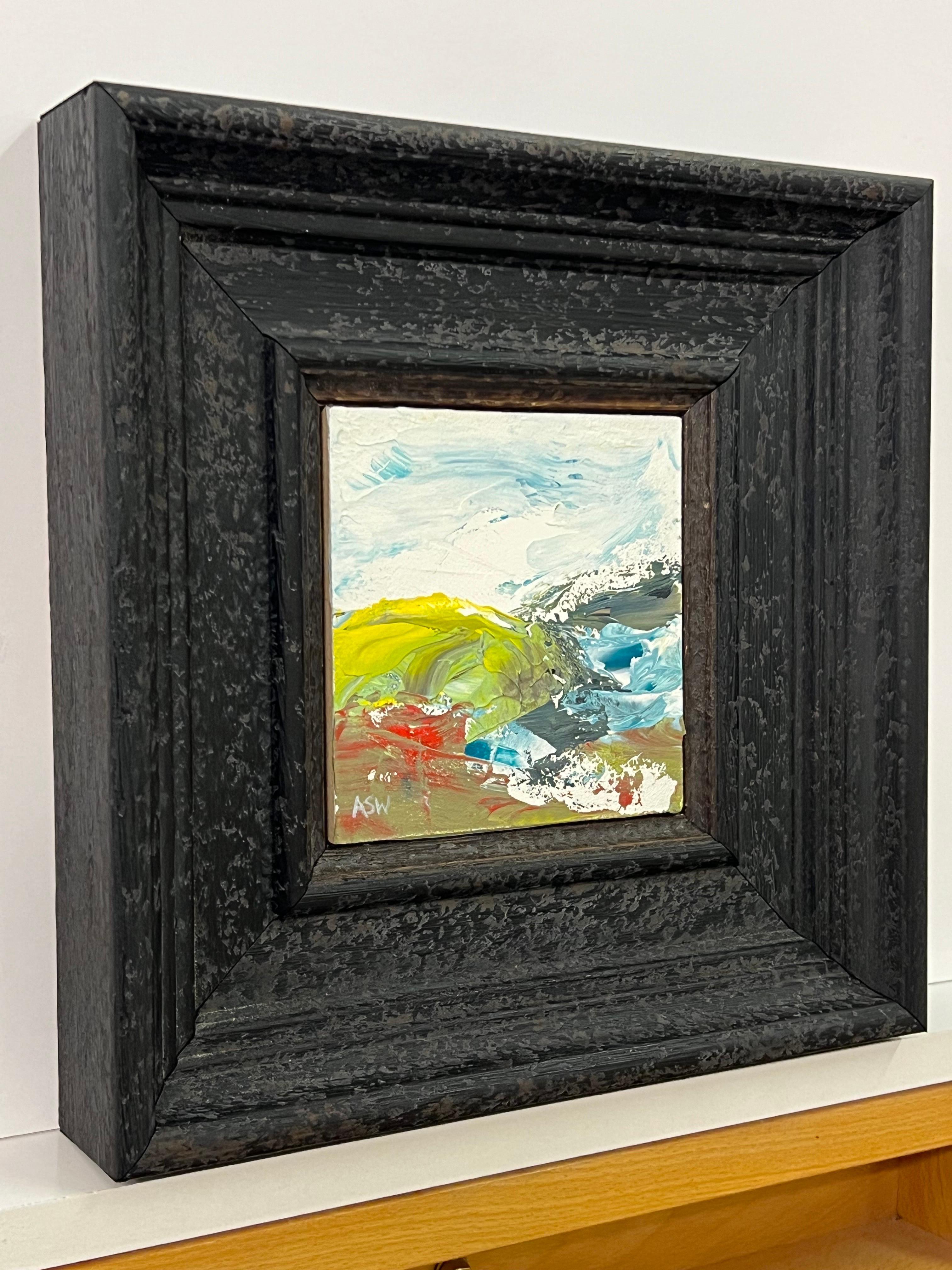 Impasto Abstract Seascape Landscape Miniature Study Contemporary British Artist - Painting by Angela Wakefield
