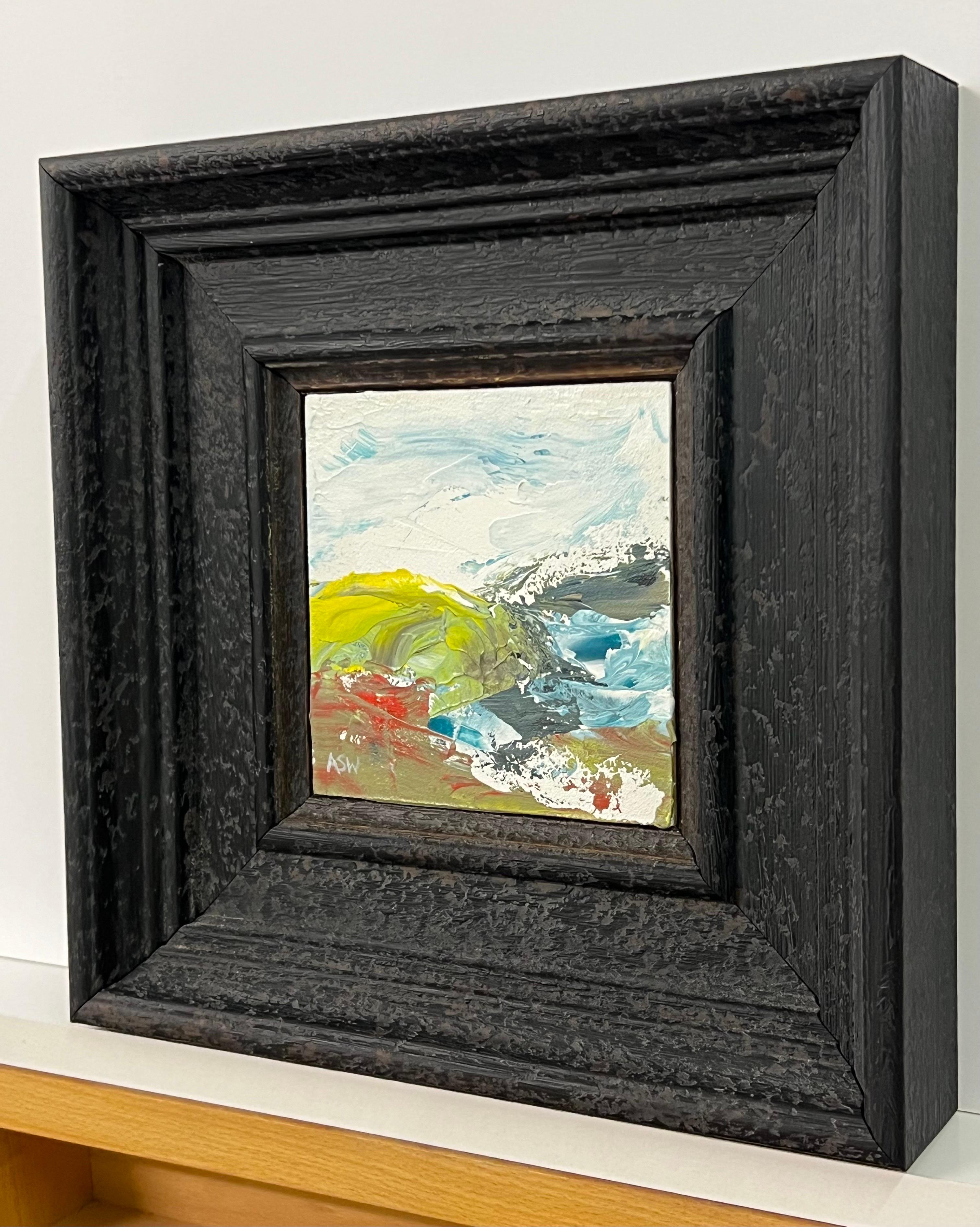 Impasto Abstract Seascape Landscape Miniature Study by Contemporary British Artist Angela Wakefield

Art measures 5 x 5 inches
Frame measures 11 x 11 inches 

Framed in a high quality off-black moulding 

Angela Wakefield has twice been on the front