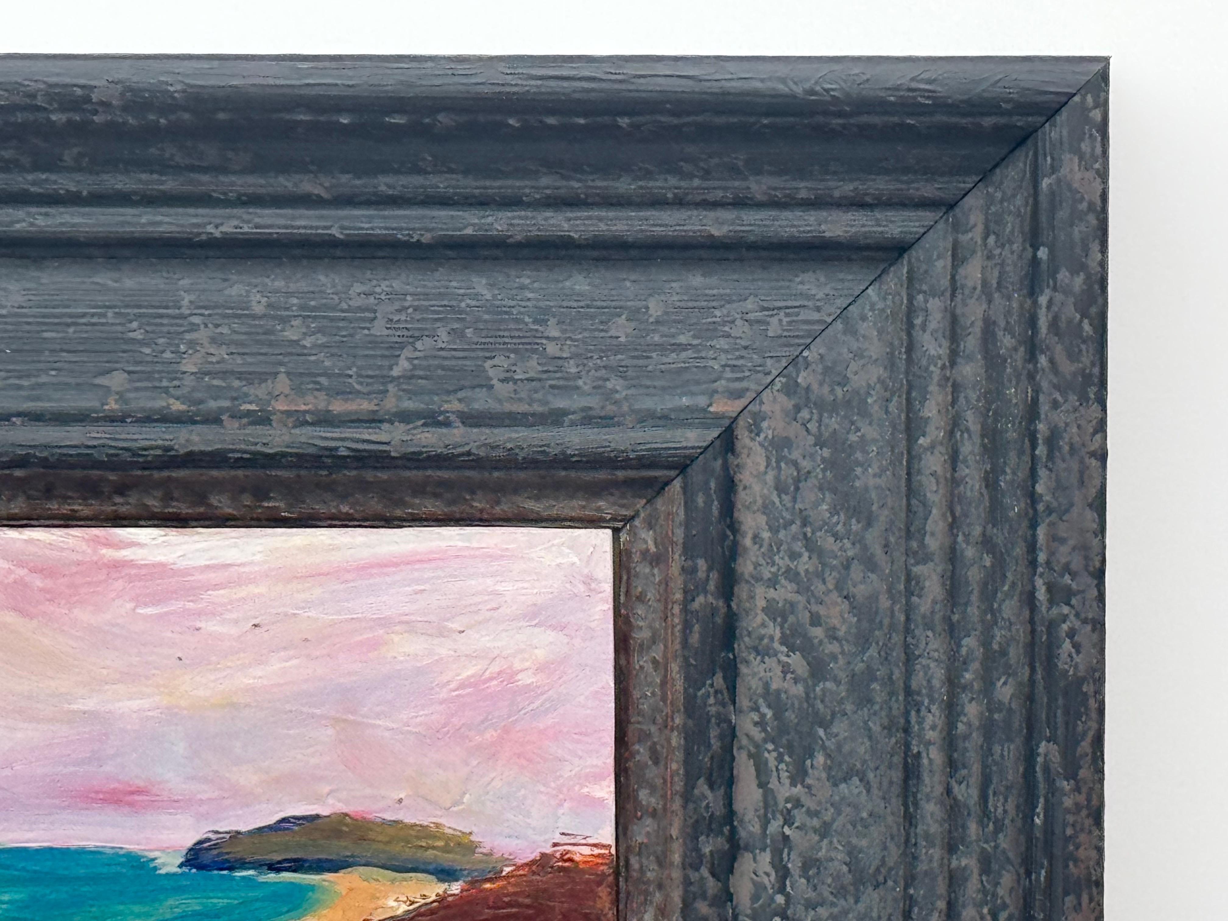 Abstrakte Meereslandschaft, Miniaturstudie, zeitgenössische britische Künstlerin, Impasto im Angebot 4
