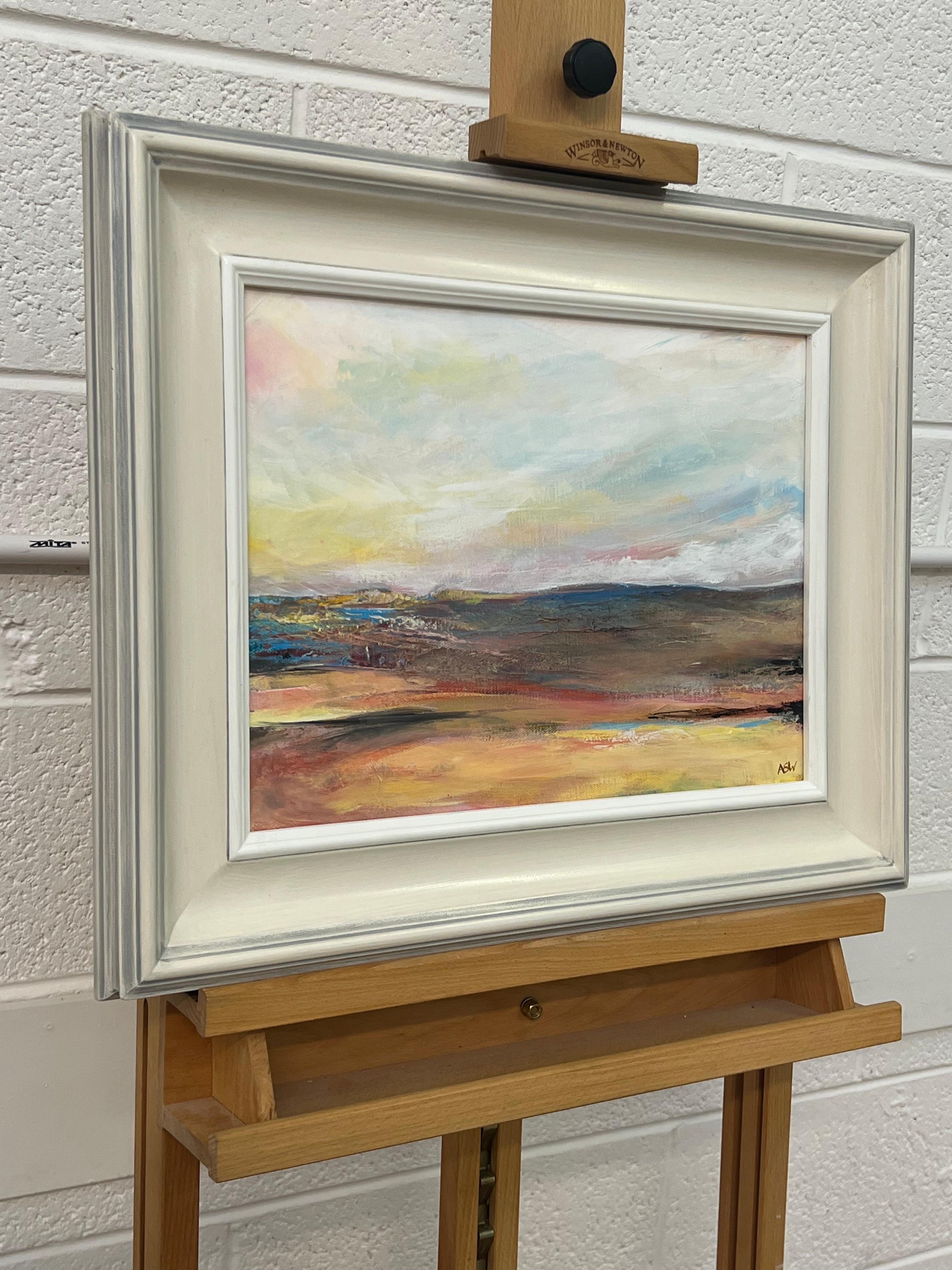 Impressionist Abstract Landscape of English Moorland by Contemporary Artist - Painting by Angela Wakefield