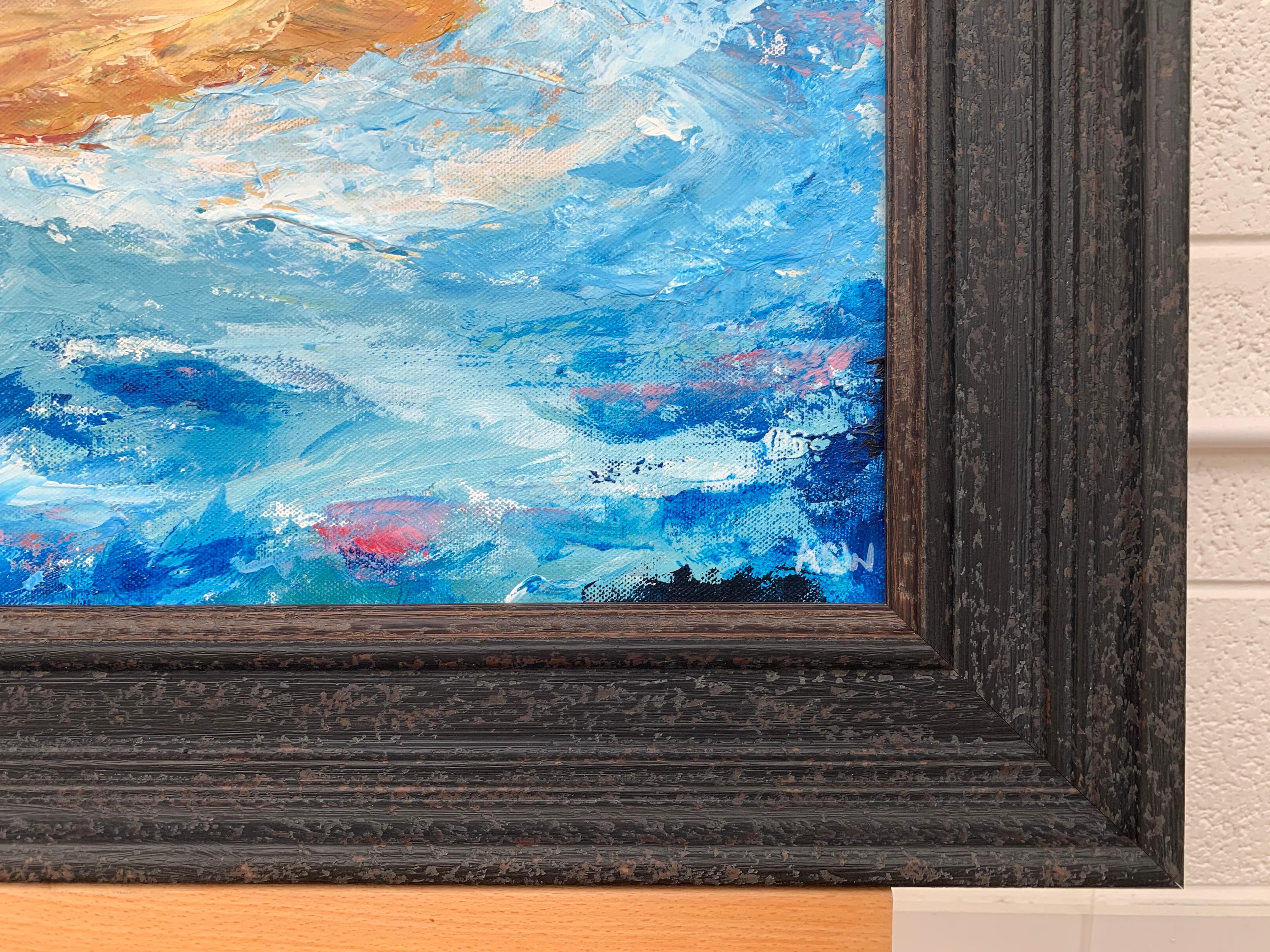 Paisaje marino impresionista Paisaje de playa Pintura de un artista británico contemporáneo en venta 4