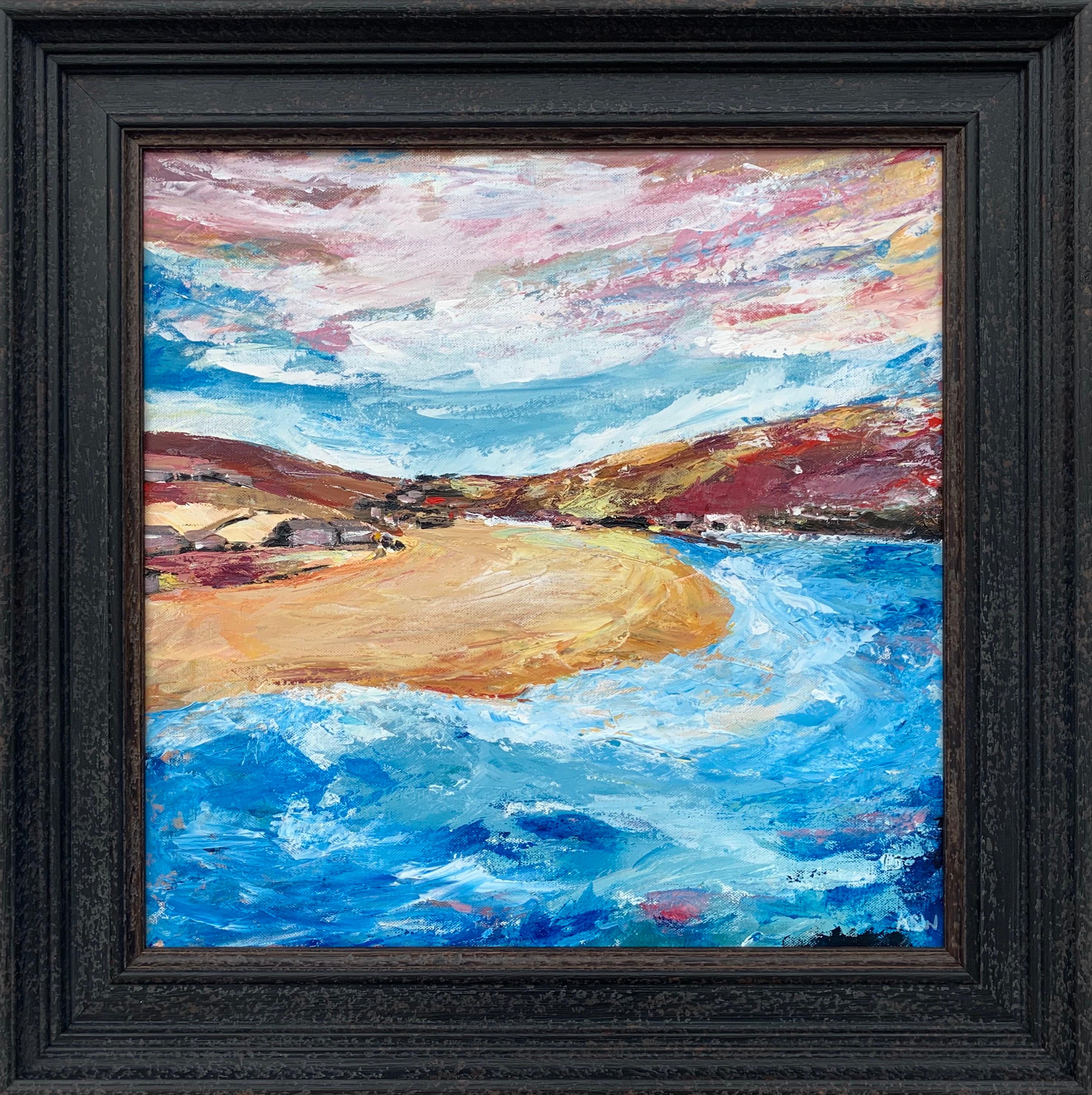 Impressionistische Meereslandschaft, Strandlandschaft, Gemälde des zeitgenössischen britischen Künstlers