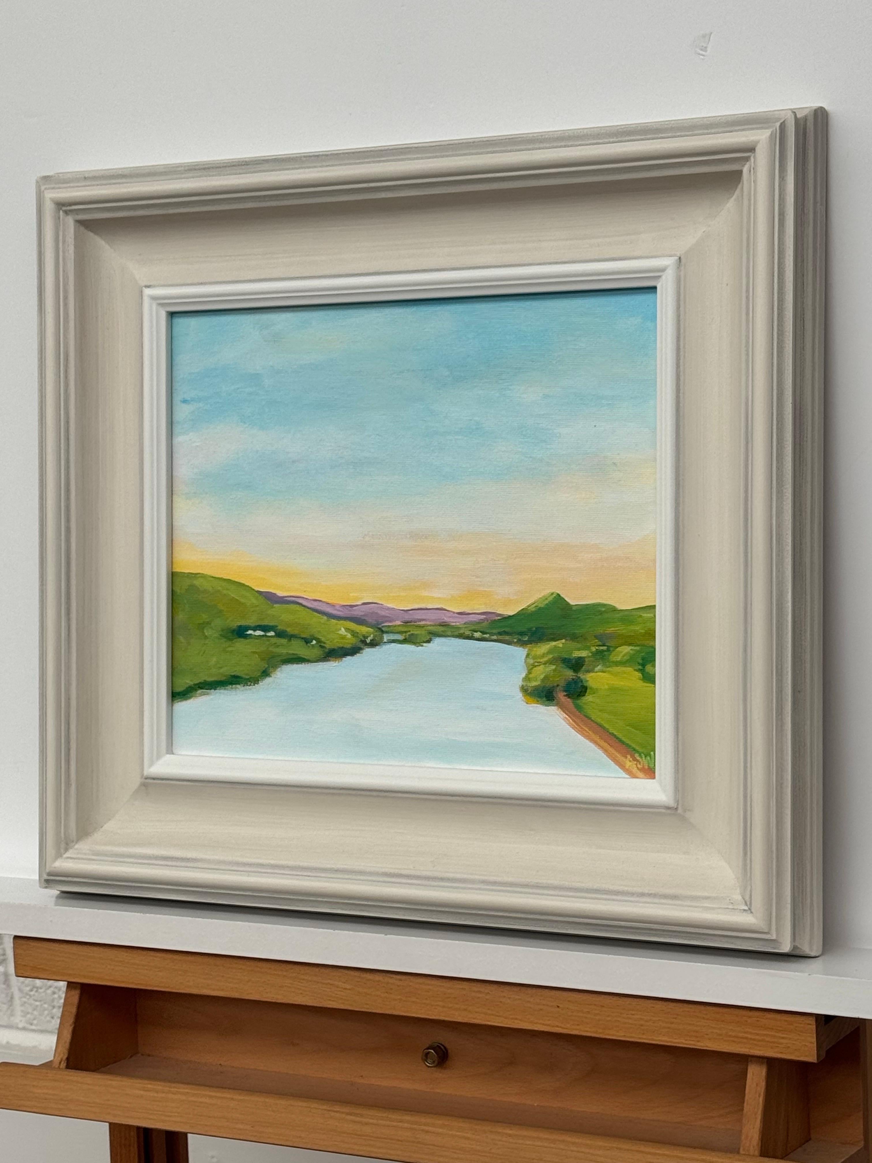 Paesaggio dipinto sul fiume Hudson, nello Stato di New York, USA, da un artista britannico - Painting Contemporaneo di Angela Wakefield