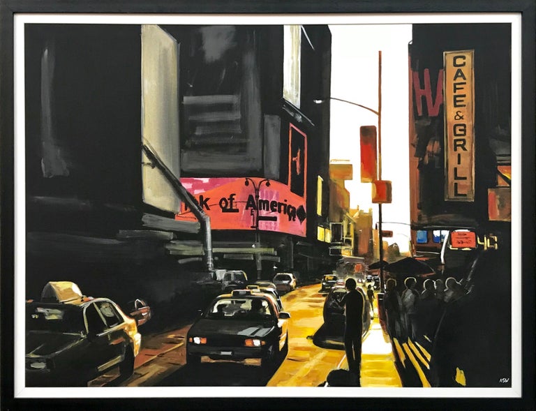 Angela Wakefield Landscape Painting - Large Original Painting of Broadway New York City by British Landscape Artist