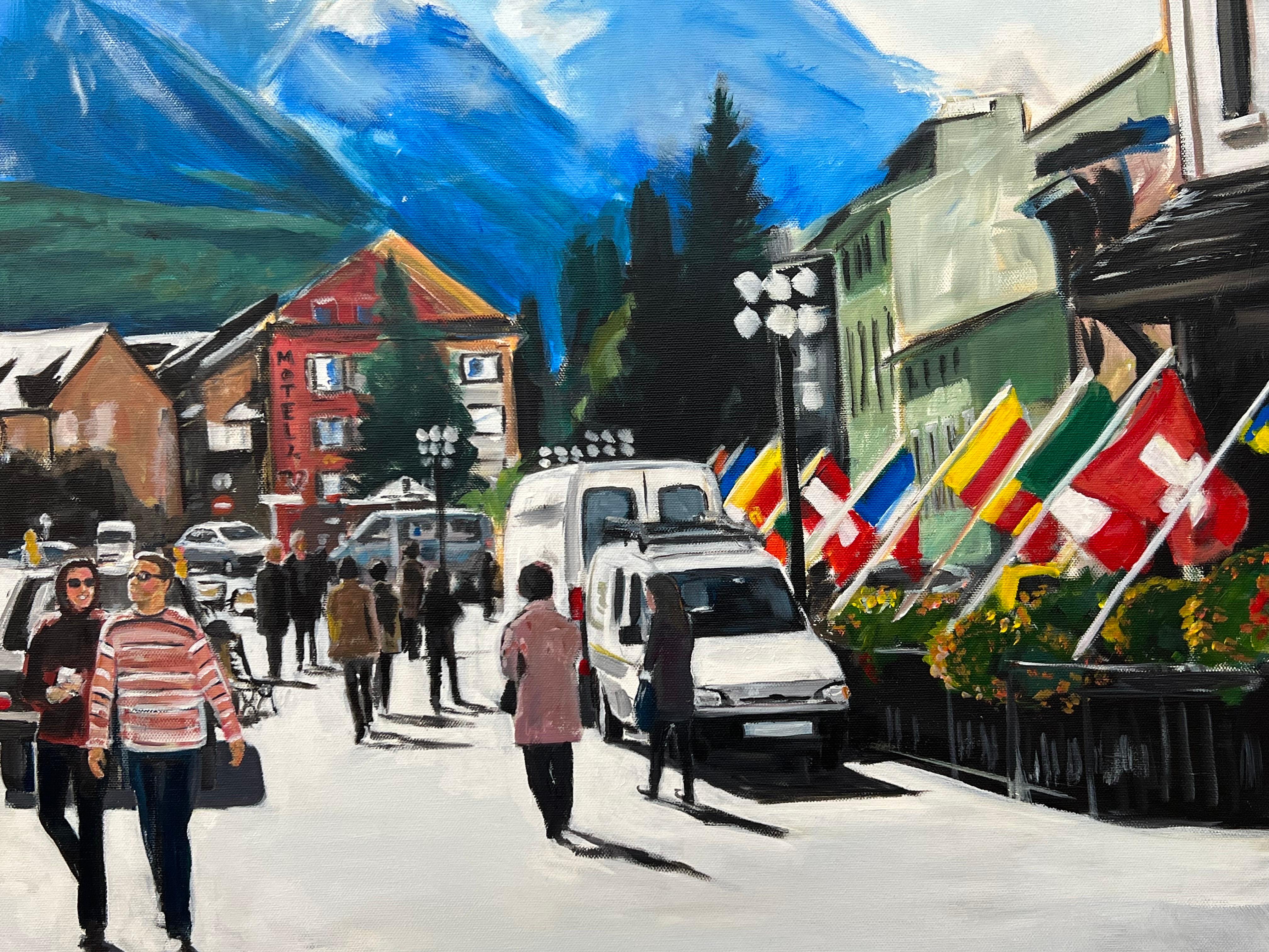 Großes Gemälde des Chamonix Mont Blanc in Frankreich des zeitgenössischen britischen Künstlers im Angebot 1