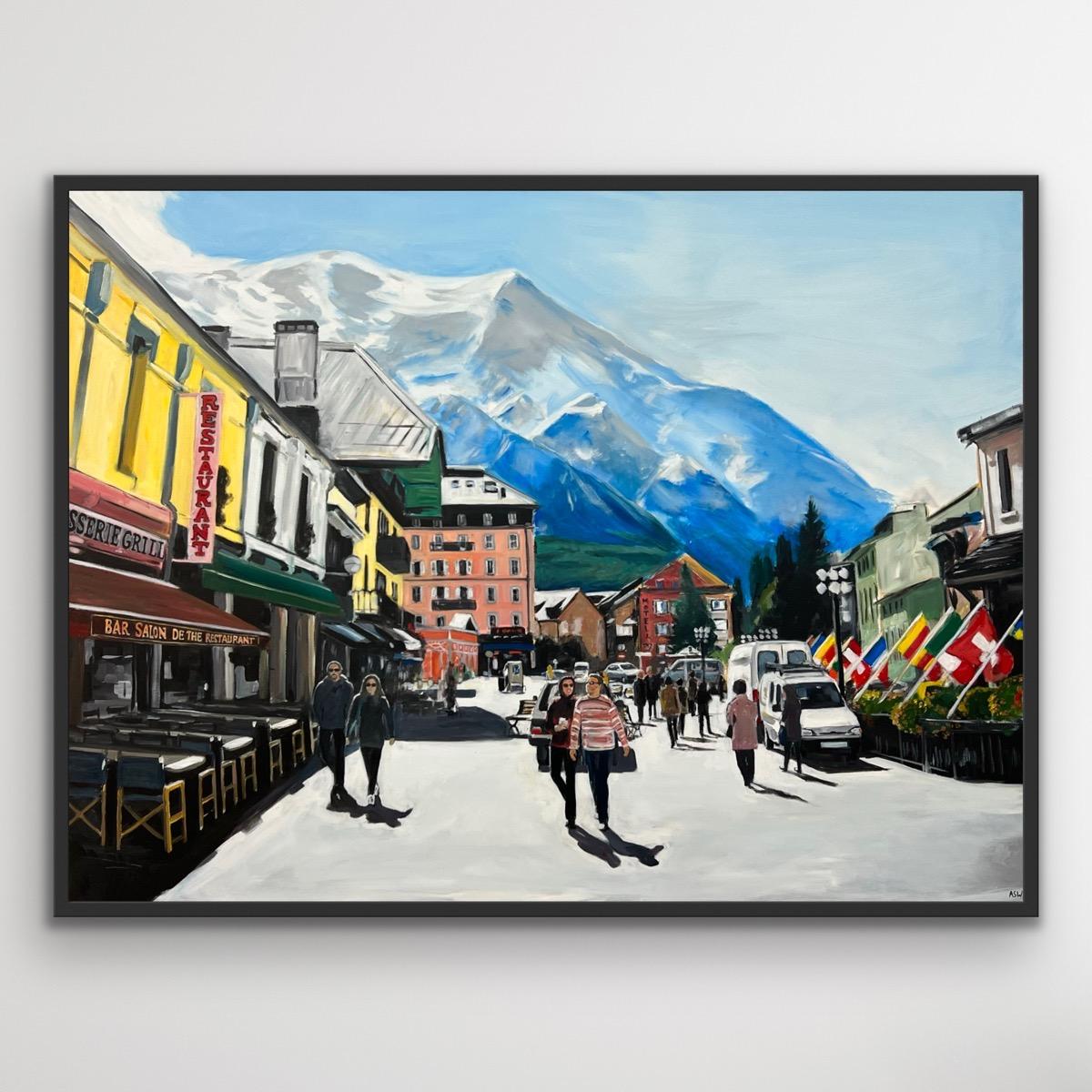 Großes Gemälde des Chamonix Mont Blanc in Frankreich des zeitgenössischen britischen Künstlers im Angebot 5