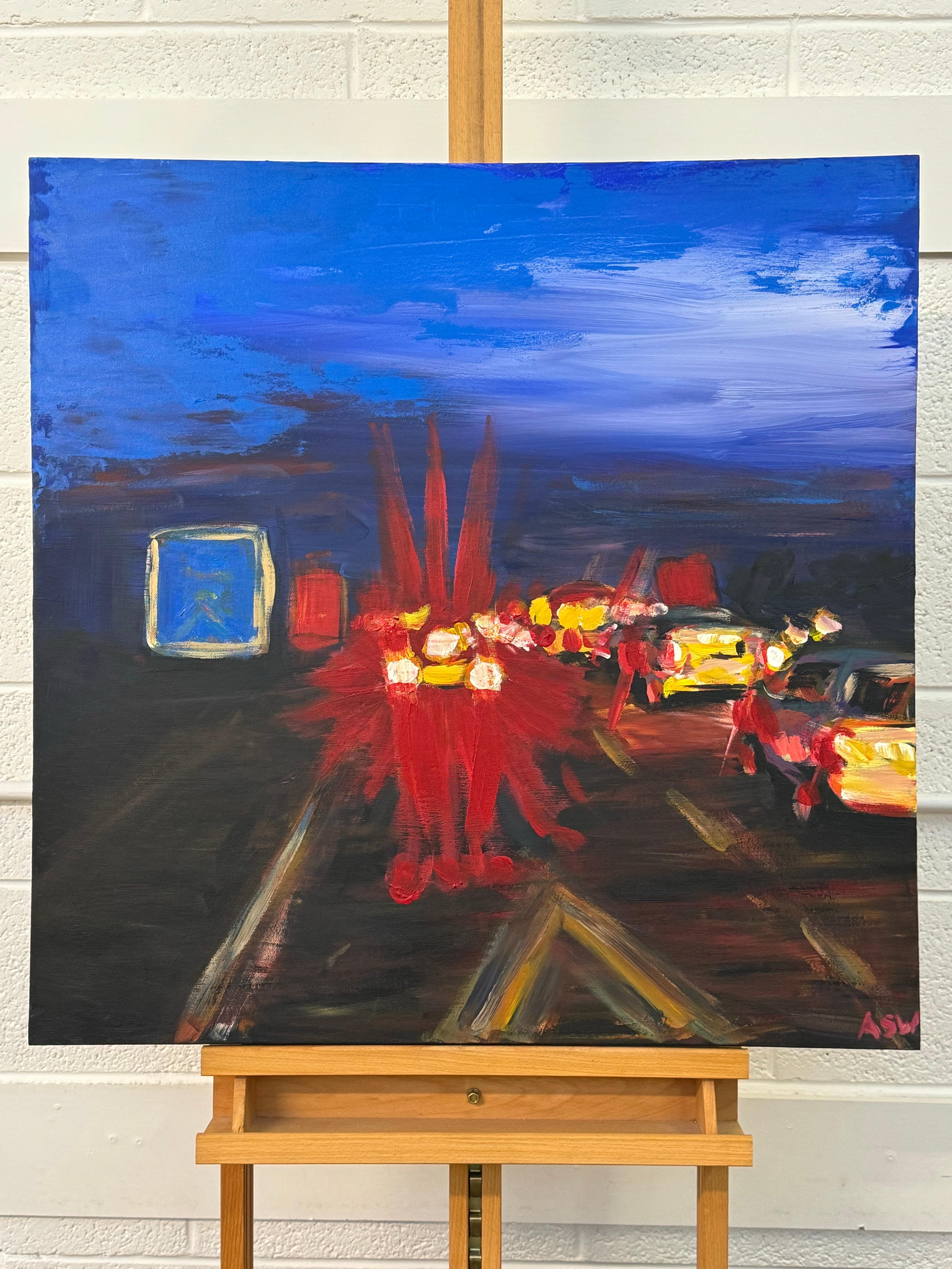 Autostrada M6 in Inghilterra - un raro dipinto espressivo precoce acclamato dalla critica - Painting Espressionismo astratto di Angela Wakefield