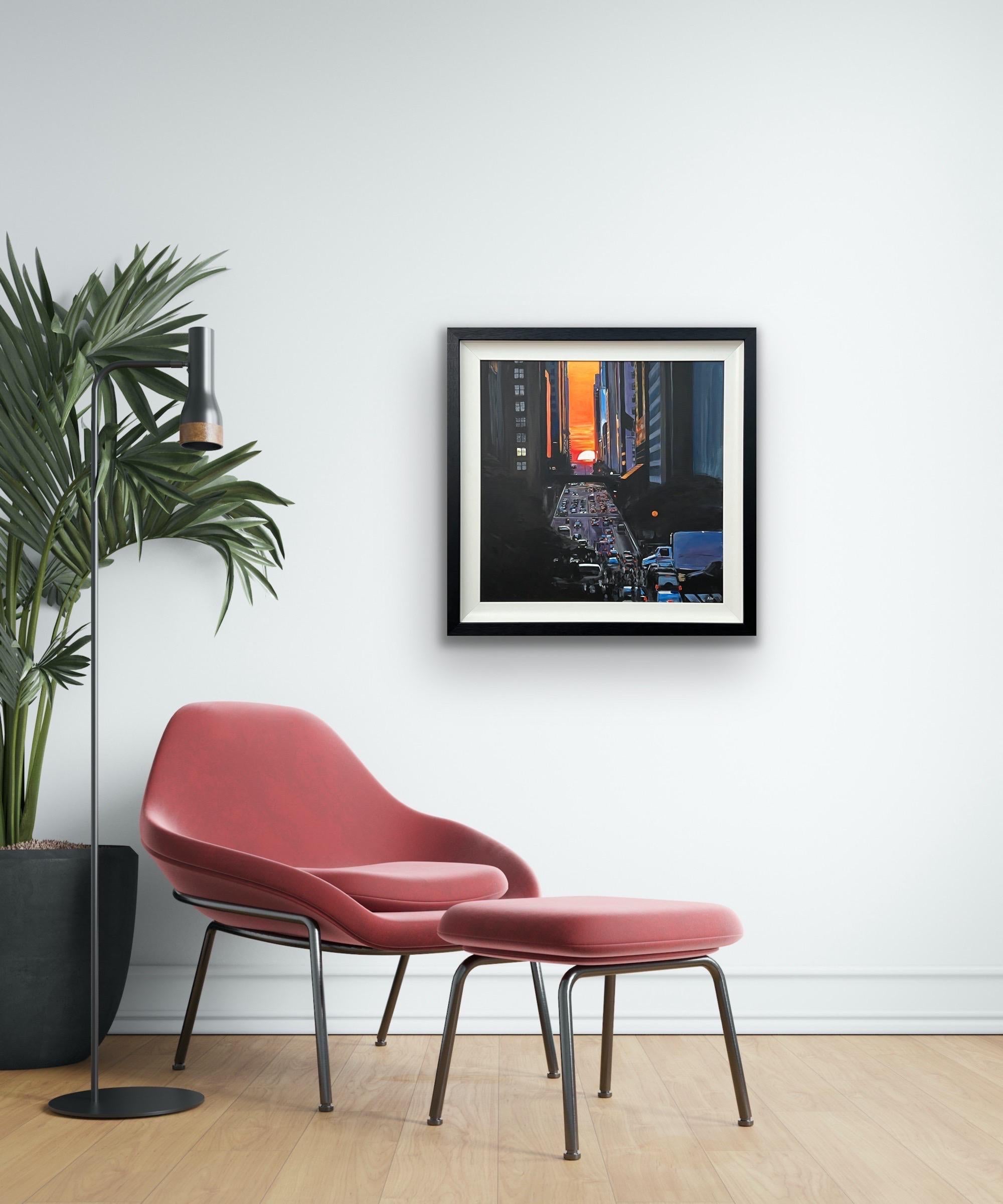 Henge de Manhattan al atardecer en una concurrida calle de Nueva York por un artista británico en venta 1