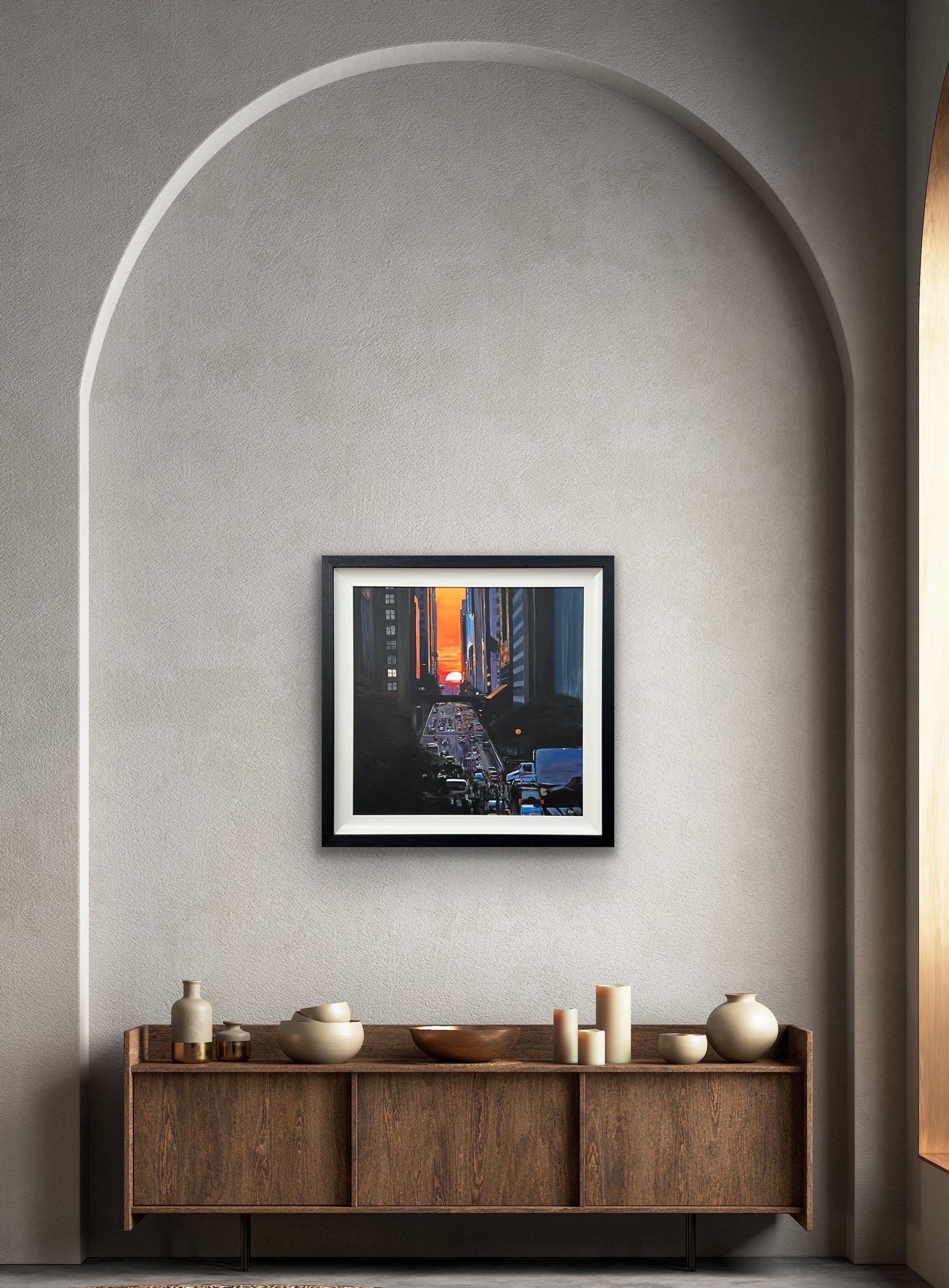 Henge de Manhattan al atardecer en una concurrida calle de Nueva York por un artista británico en venta 3