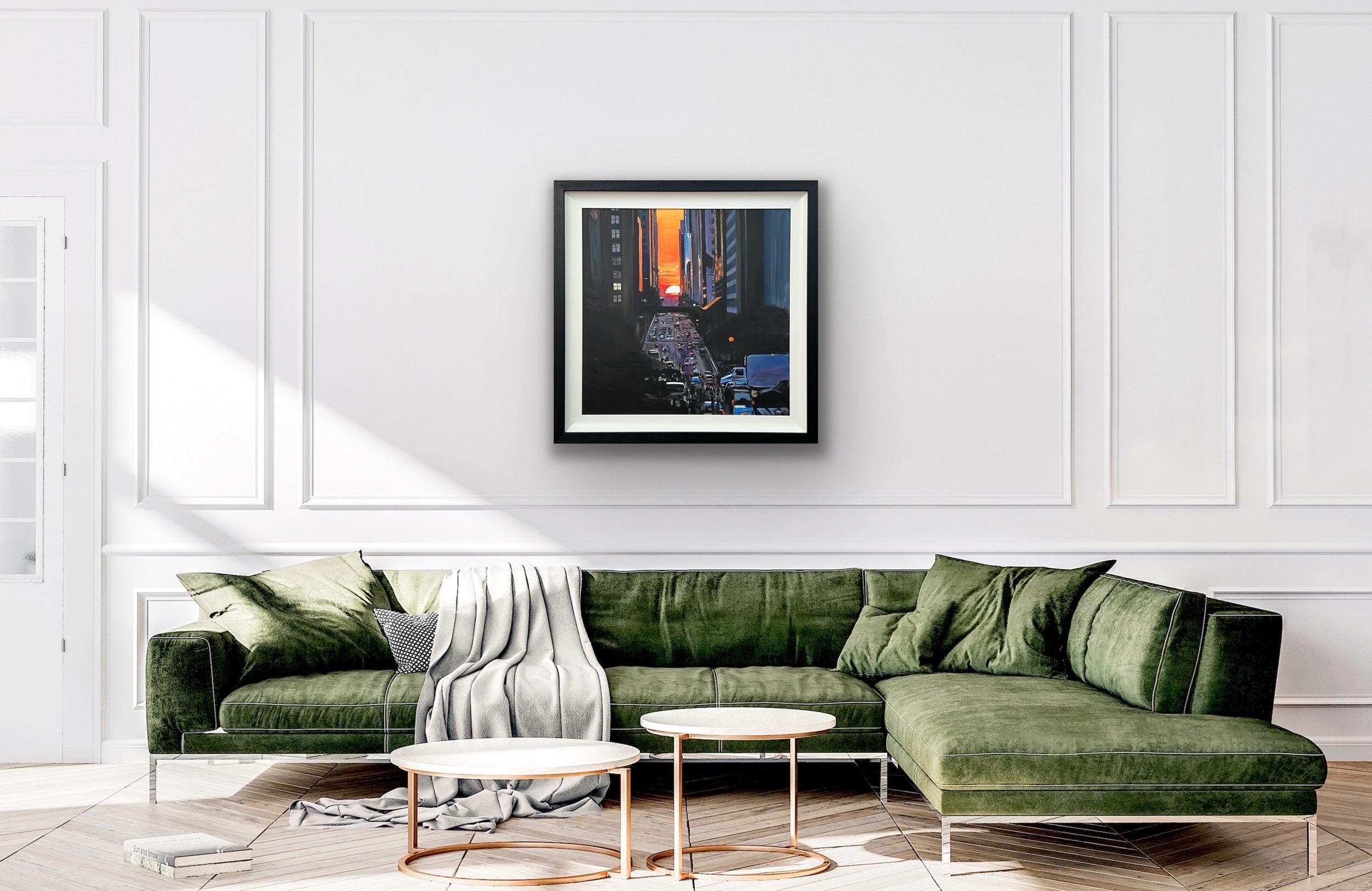 Henge de Manhattan al atardecer en una concurrida calle de Nueva York por un artista británico en venta 4