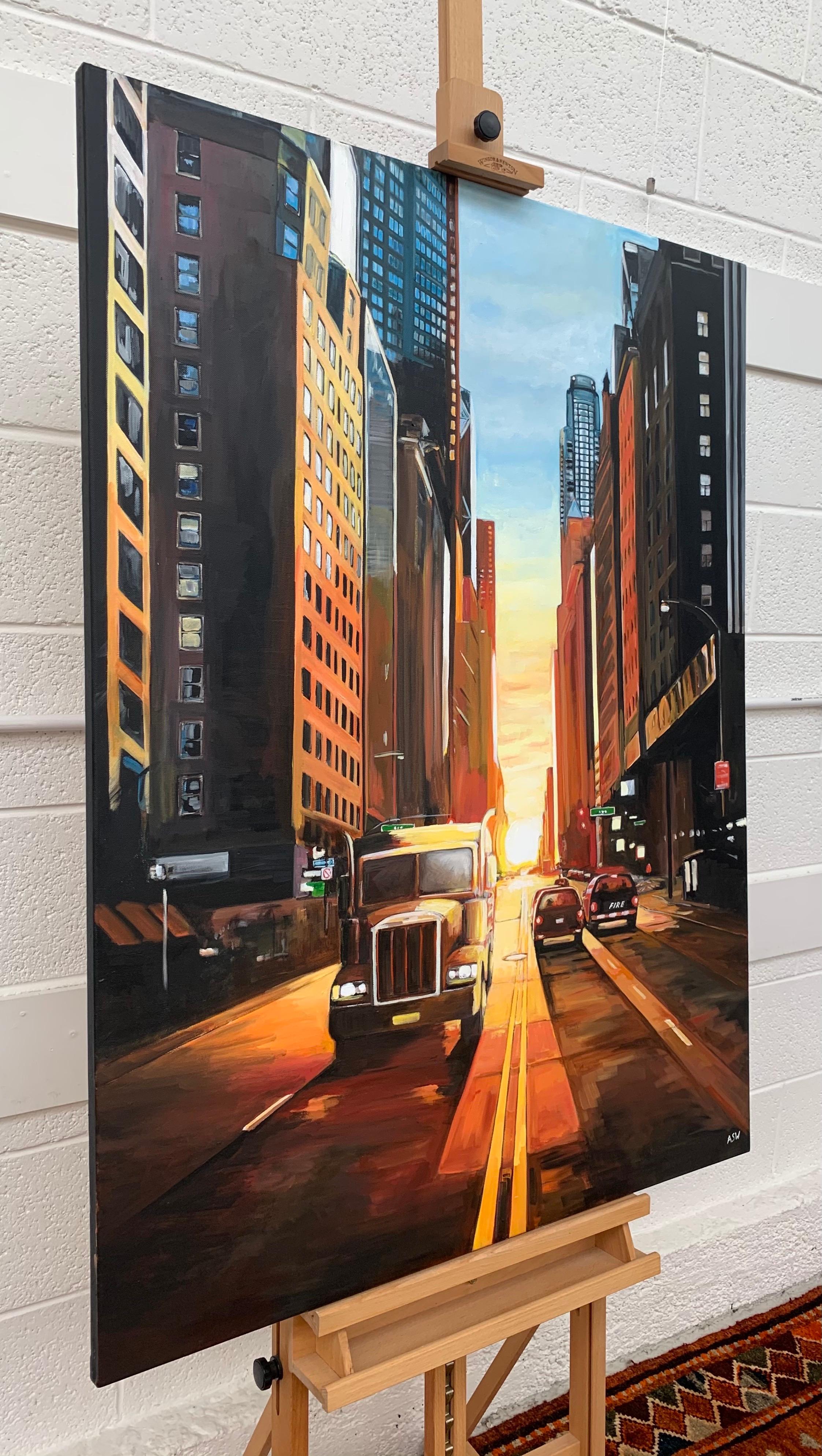 Manhattan Henge Truck Puesta de sol en Nueva York por un artista británico contemporáneo en venta 9