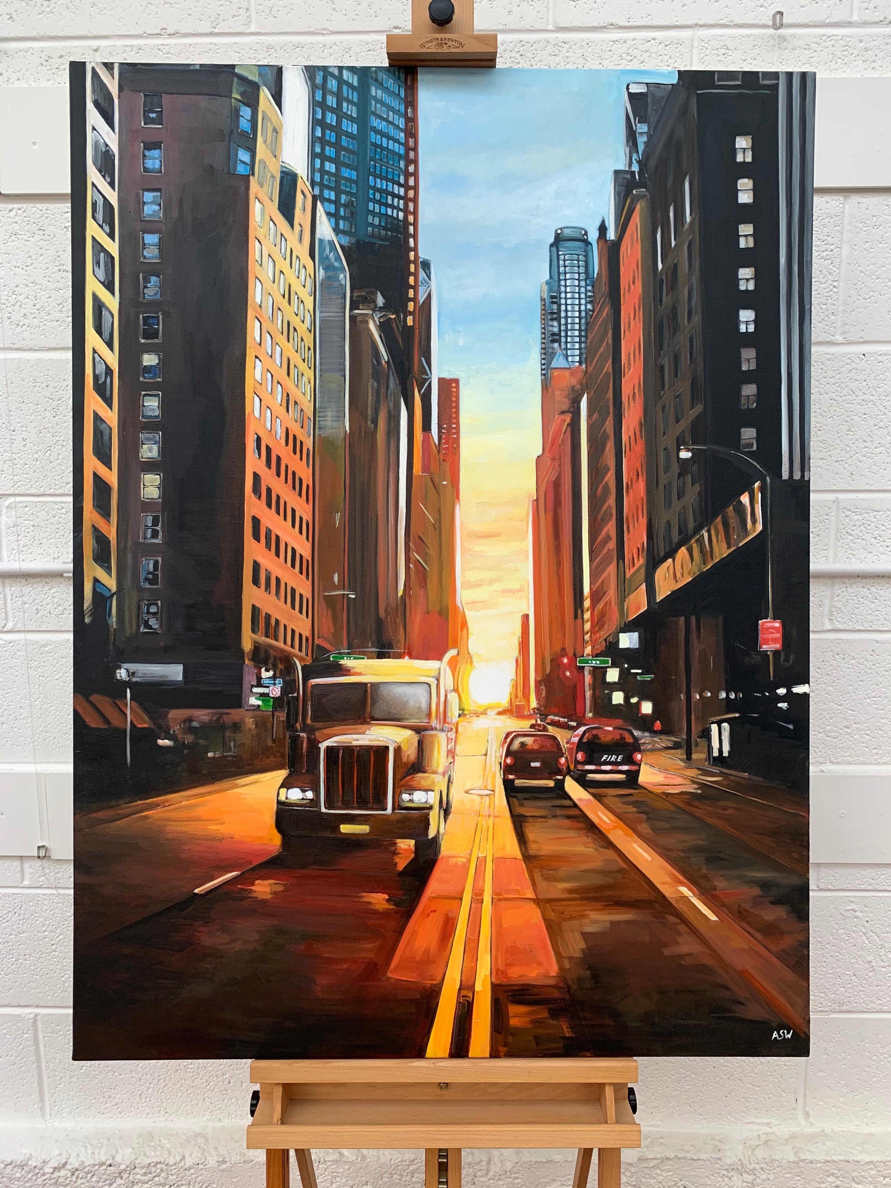 Manhattan Henge Truck Puesta de sol en Nueva York por un artista británico contemporáneo en venta 10