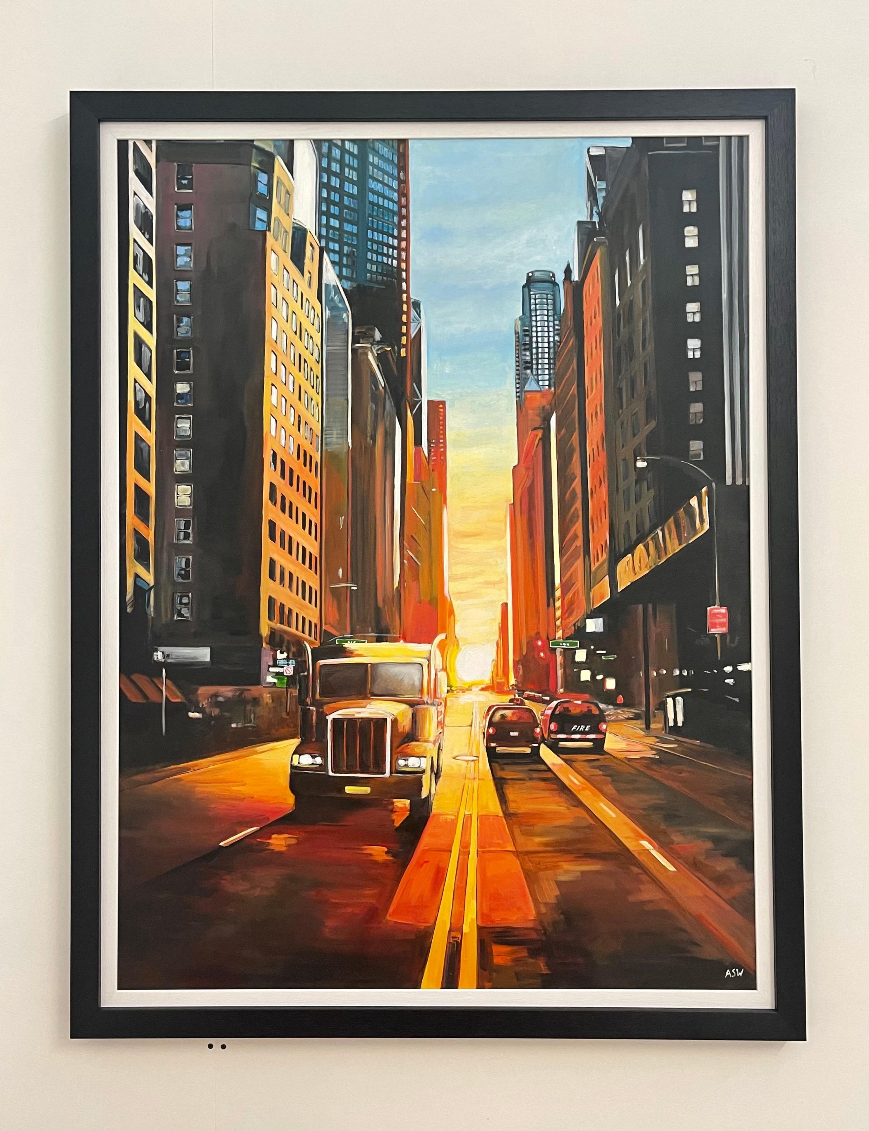 Manhattan Henge Truck Puesta de sol en Nueva York por un artista británico contemporáneo en venta 2