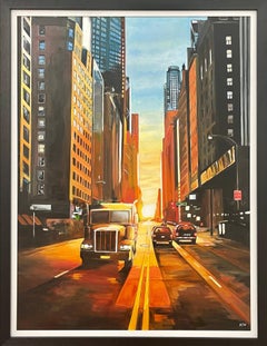 Manhattan Henge Truck New York City Sunset by Contemporary British Artist