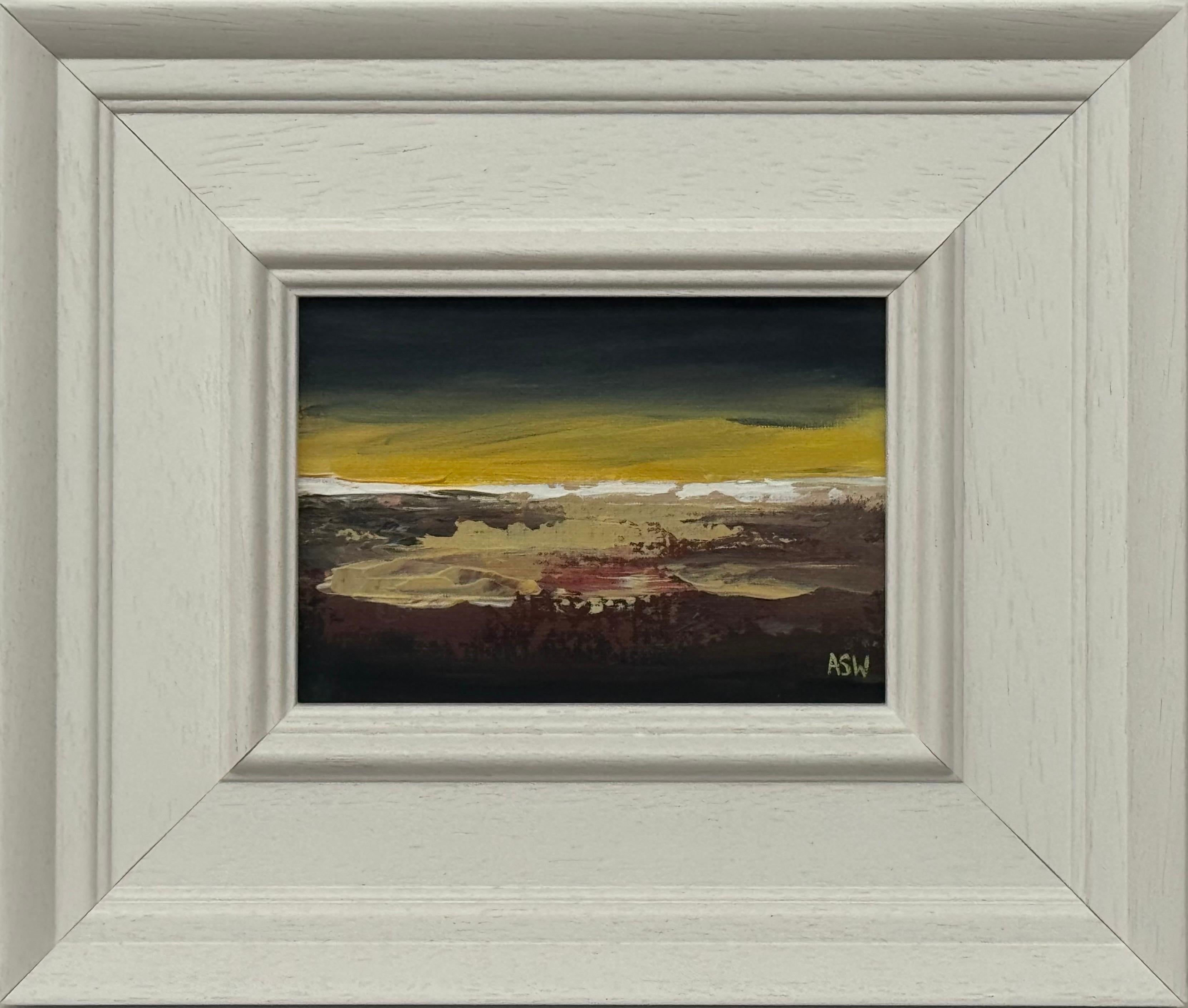Midnight Ember - Estudio de Arte Paisaje Abstracto en Miniatura por Artista Contemporáneo