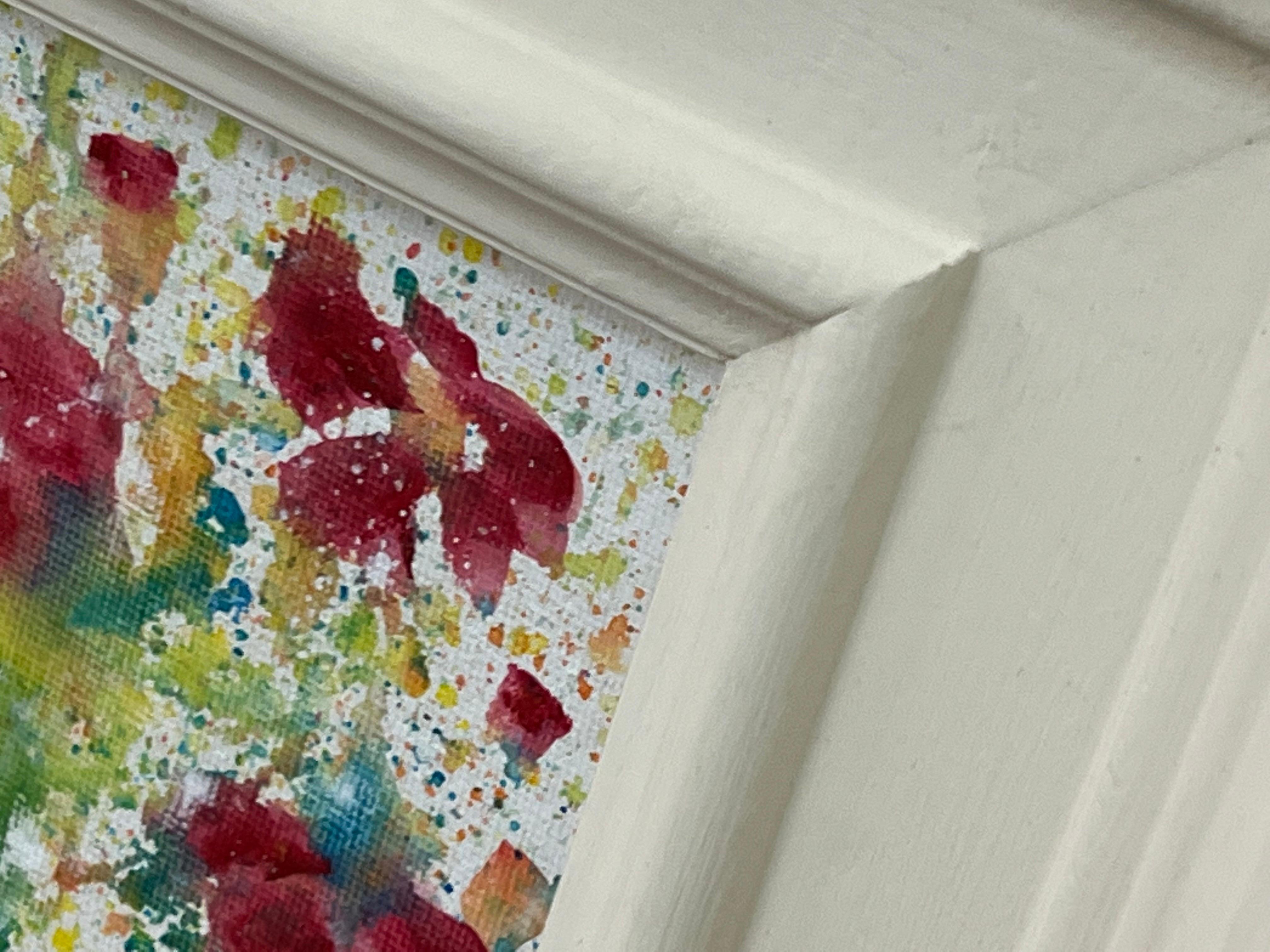 Étude de fleurs abstraites miniatures sur toile blanche d'un artiste britannique contemporain en vente 2