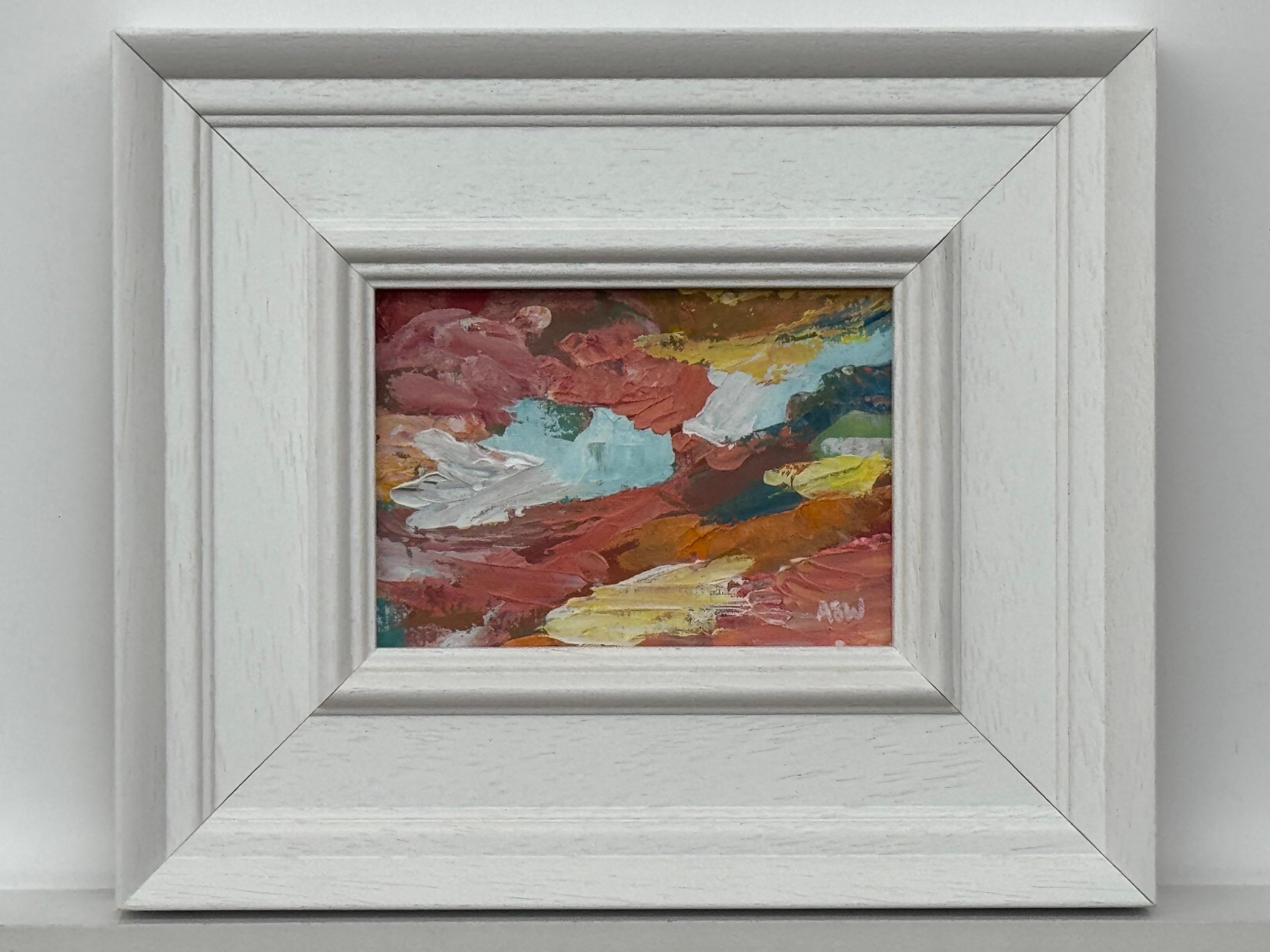 Miniature Abstract Landscape Art Study by Contemporary Artist - Painting by Angela Wakefield