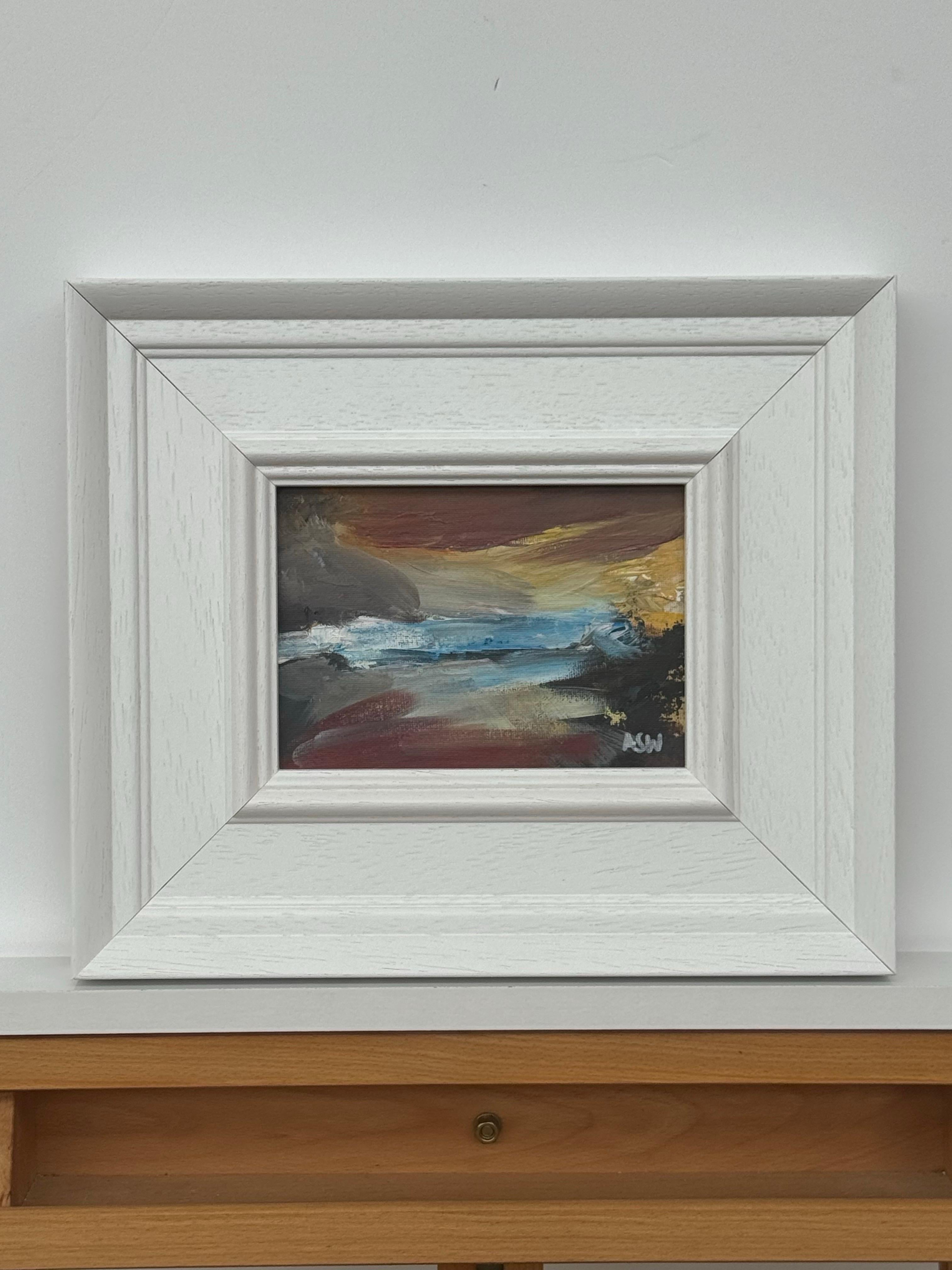 Abstrakte Miniatur-Landschaftsstudie eines zeitgenössischen Künstlers – Painting von Angela Wakefield