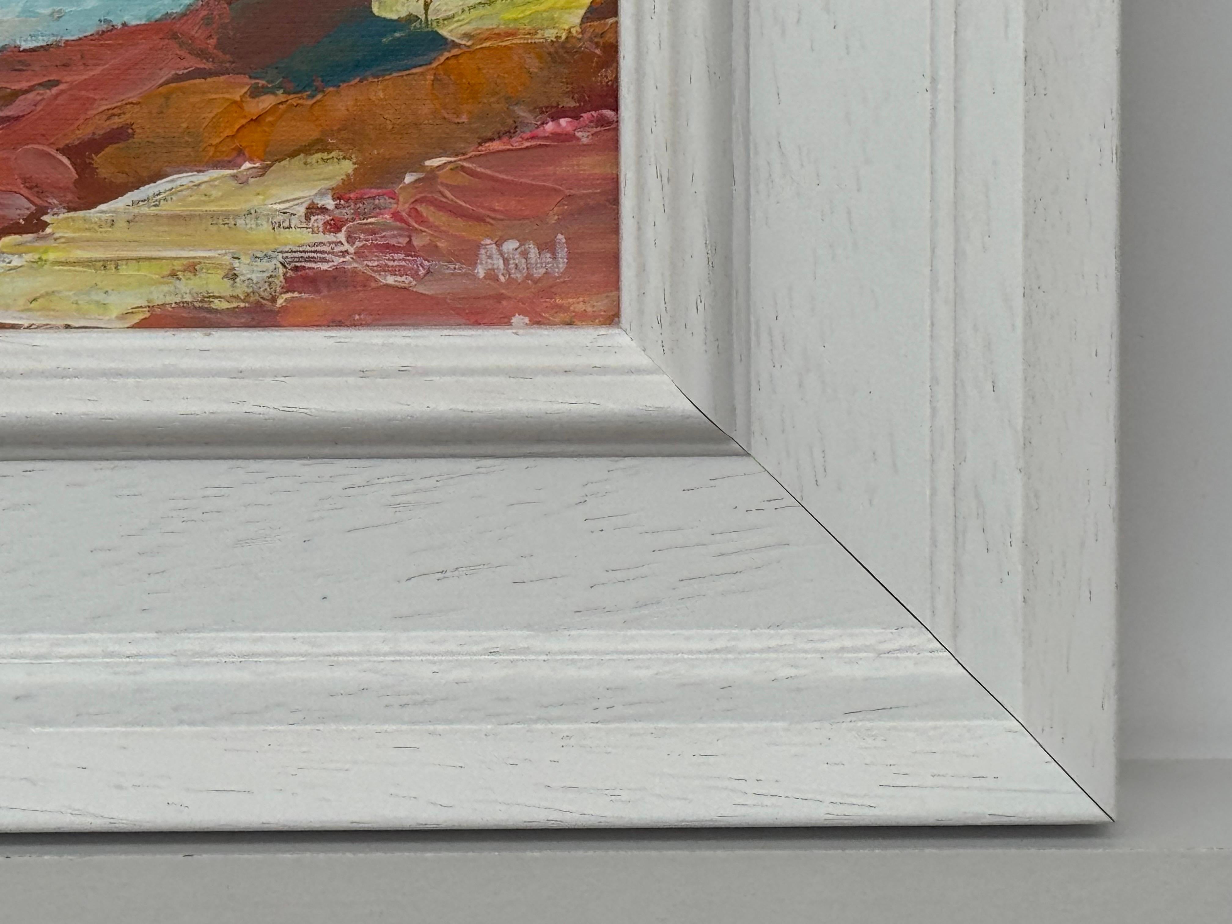 Miniature Abstract Landscape Art Study by Contemporary Artist - Gray Abstract Painting by Angela Wakefield