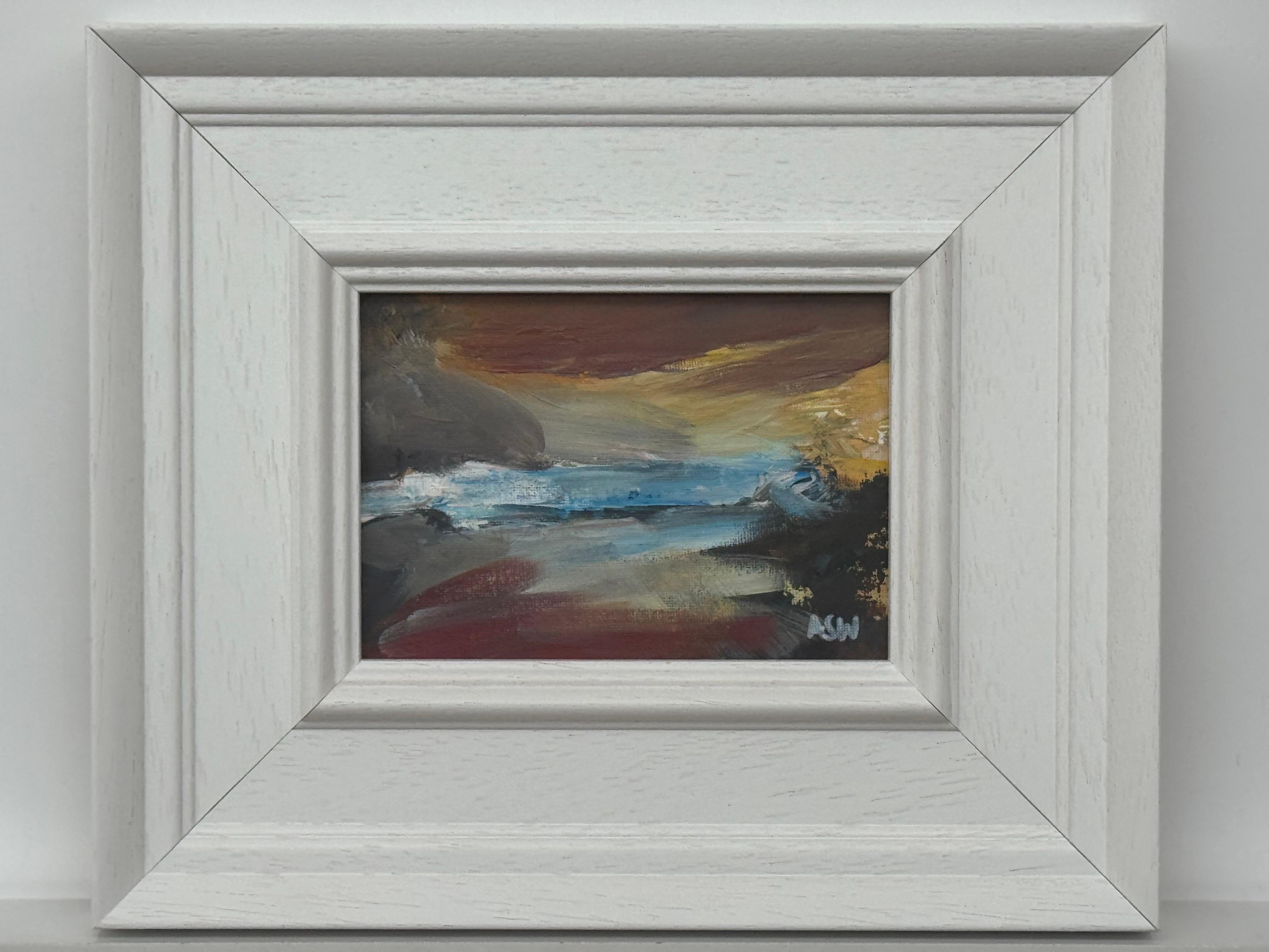 Abstrakte Miniatur-Landschaftsstudie eines zeitgenössischen Künstlers (Zeitgenössisch), Painting, von Angela Wakefield