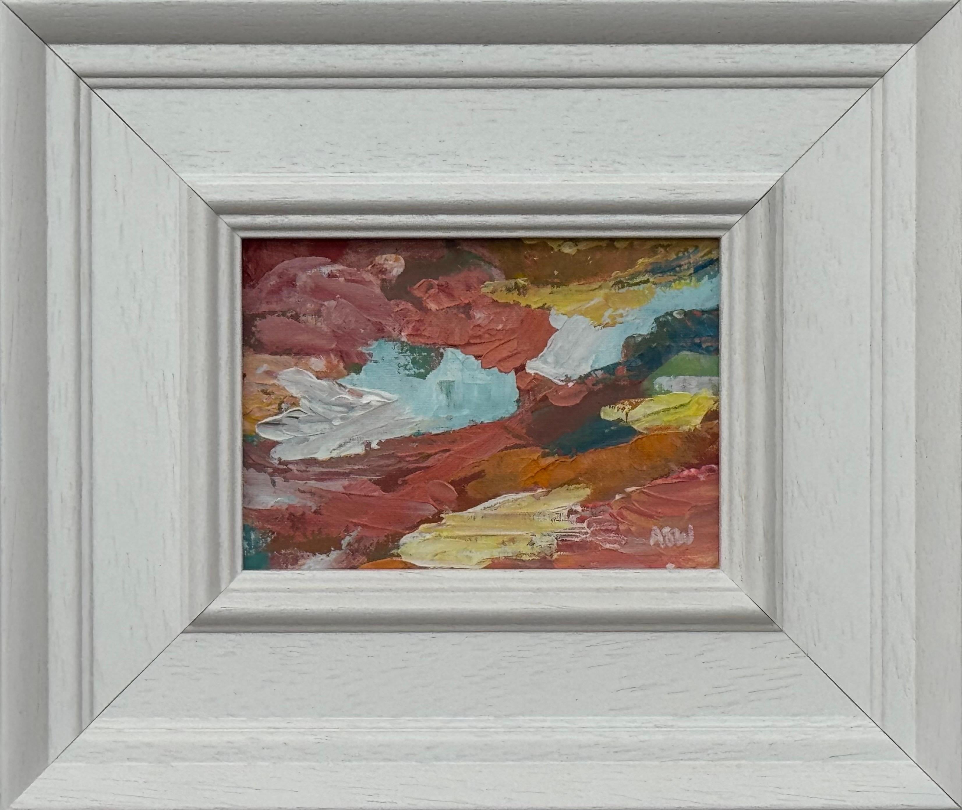 Angela Wakefield Abstract Painting - Miniature Abstract Landscape Art Study by Contemporary Artist