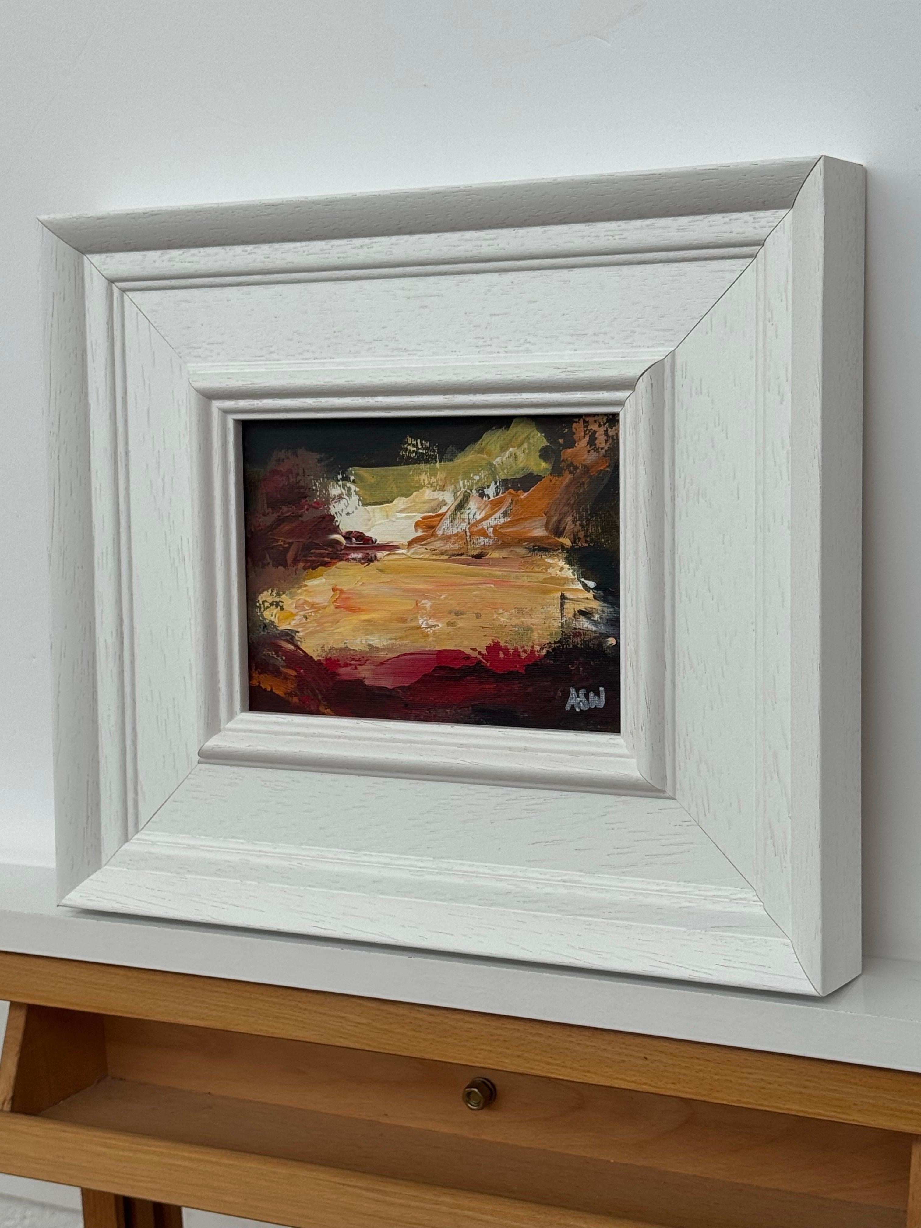 Angela Wakefield Abstract Painting – Abstrakte Miniatur-Landschaftsstudie eines zeitgenössischen Künstlers