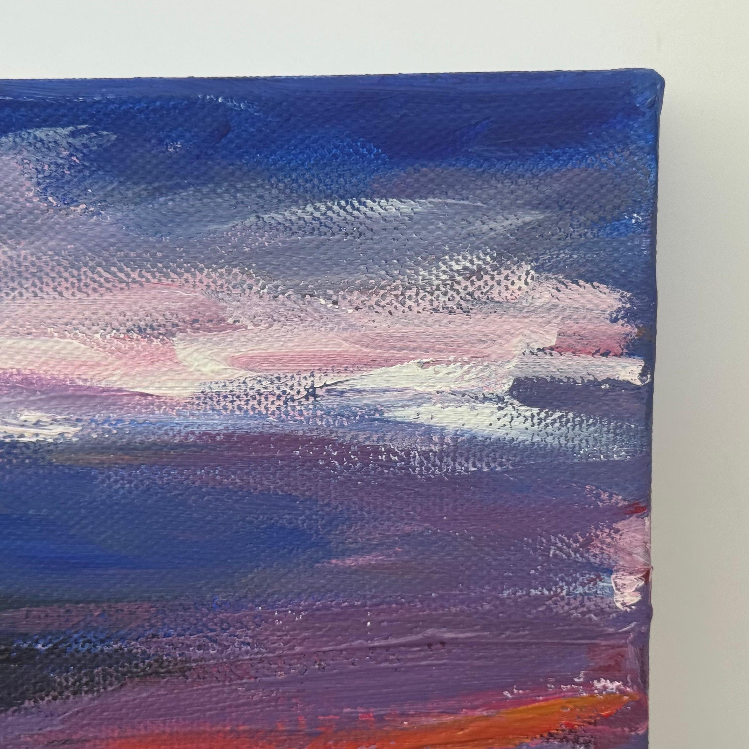 Miniature paysage abstrait peinture de ciel campagne anglaise par un artiste britannique en vente 6