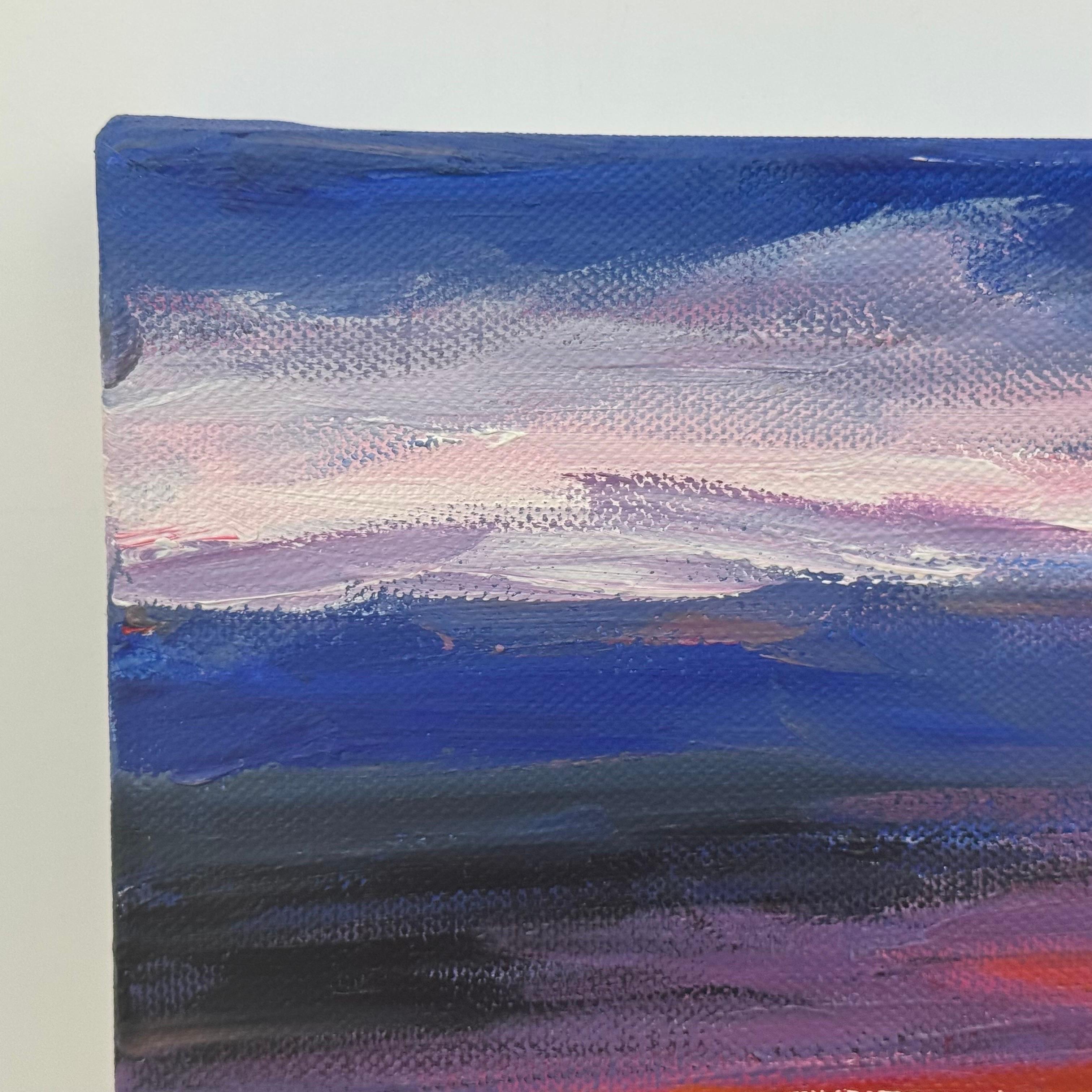 Miniature paysage abstrait peinture de ciel campagne anglaise par un artiste britannique en vente 7