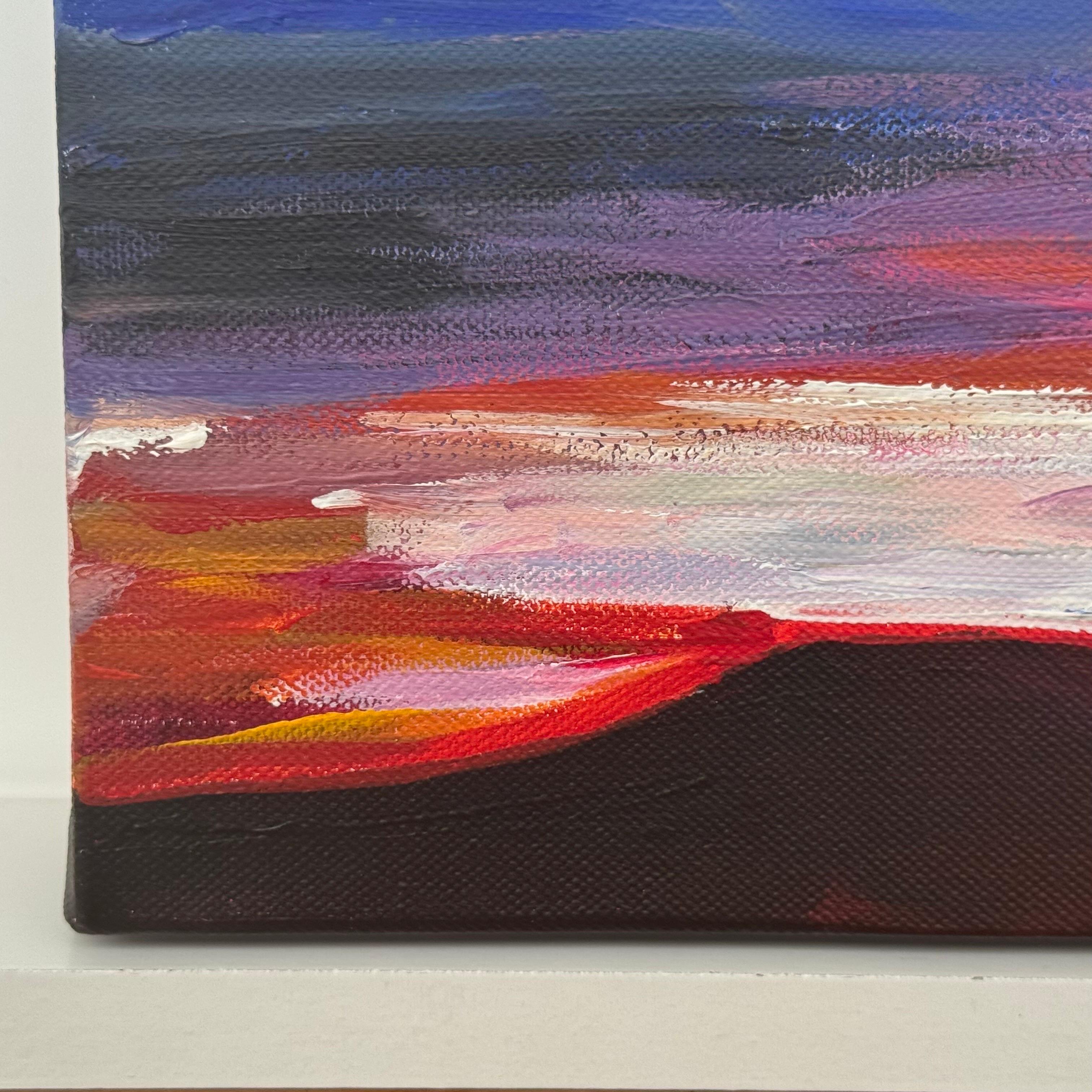 Miniature paysage abstrait peinture de ciel campagne anglaise par un artiste britannique en vente 8