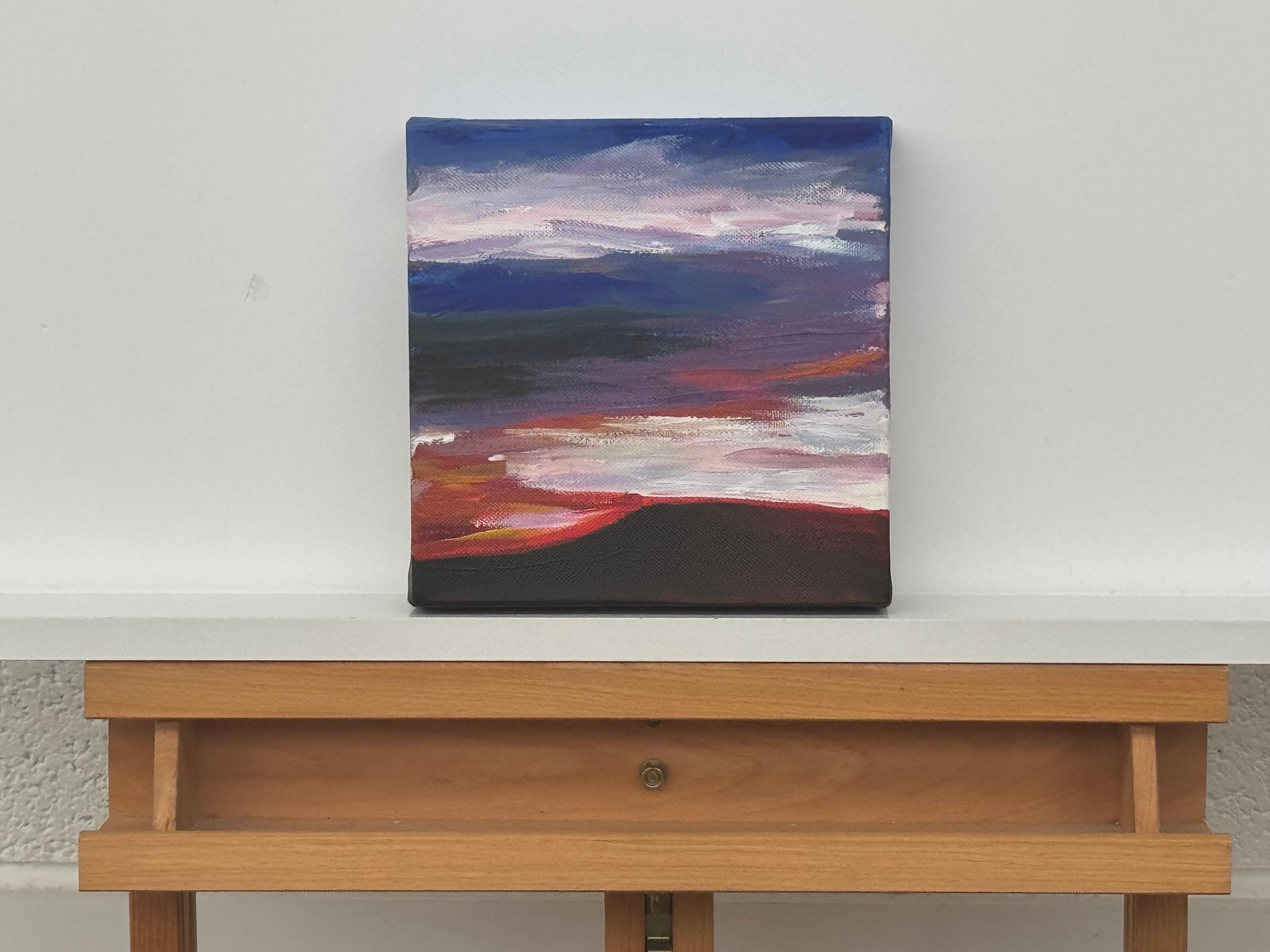 Miniature paysage abstrait peinture de ciel campagne anglaise par un artiste britannique en vente 3
