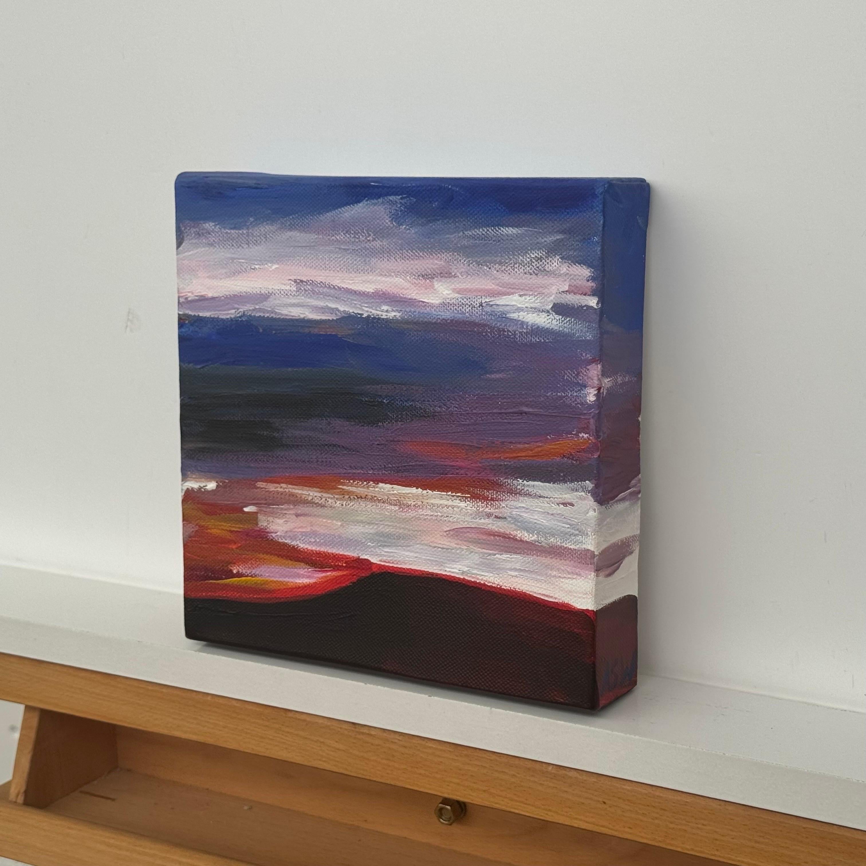 Miniature paysage abstrait peinture de ciel campagne anglaise par un artiste britannique en vente 4