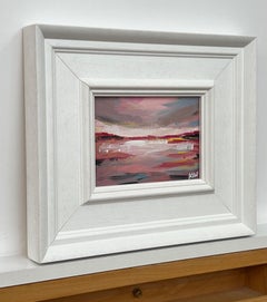 Miniature Abstract Painting Study with Pink by Contemporary British Artist