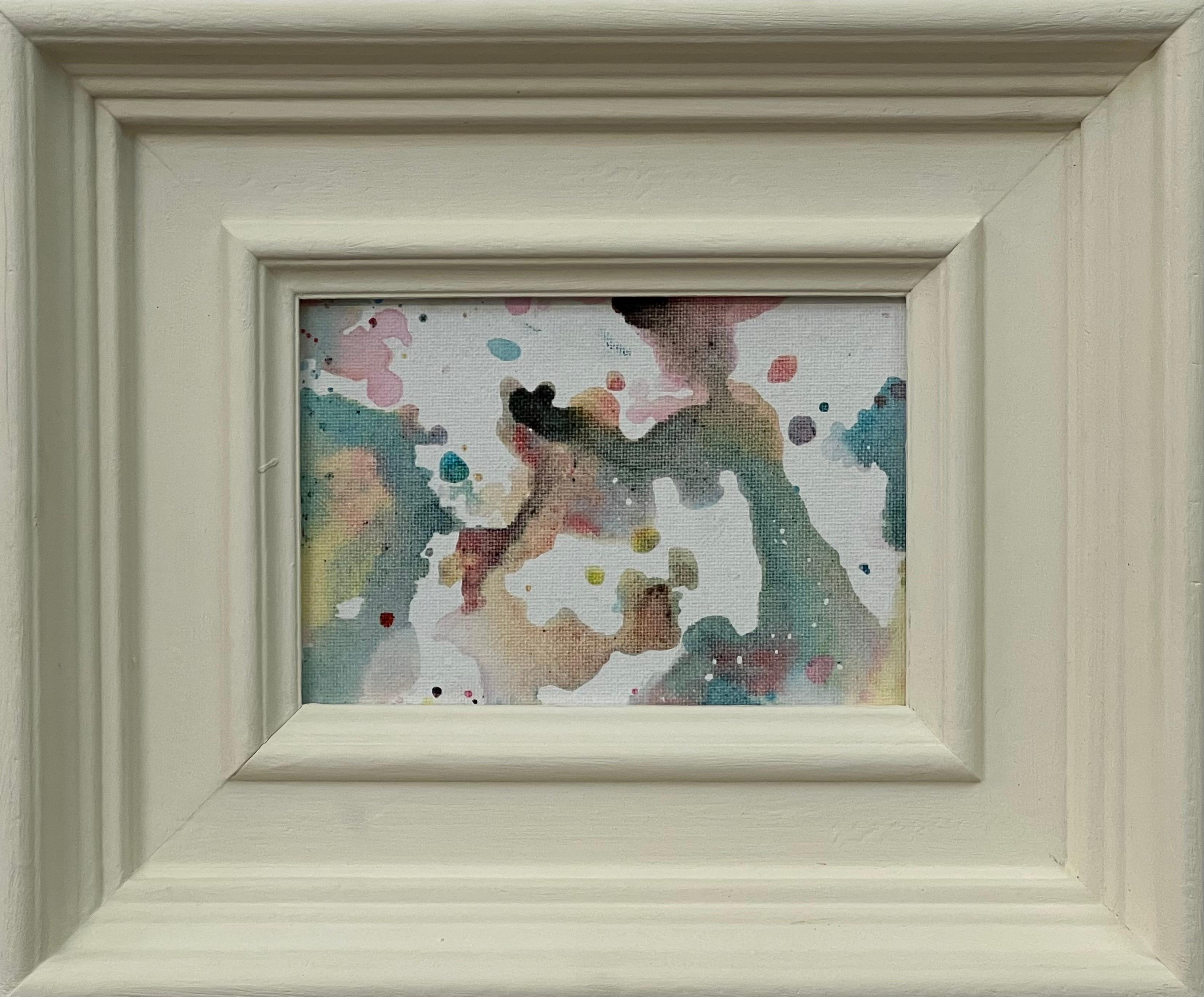Angela Wakefield Abstract Painting - Miniature Abstract Study on White Canvas by Contemporary British Artist