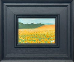 Miniature Landscape Art Study of Sunflower Field, France by Contemporary Artist