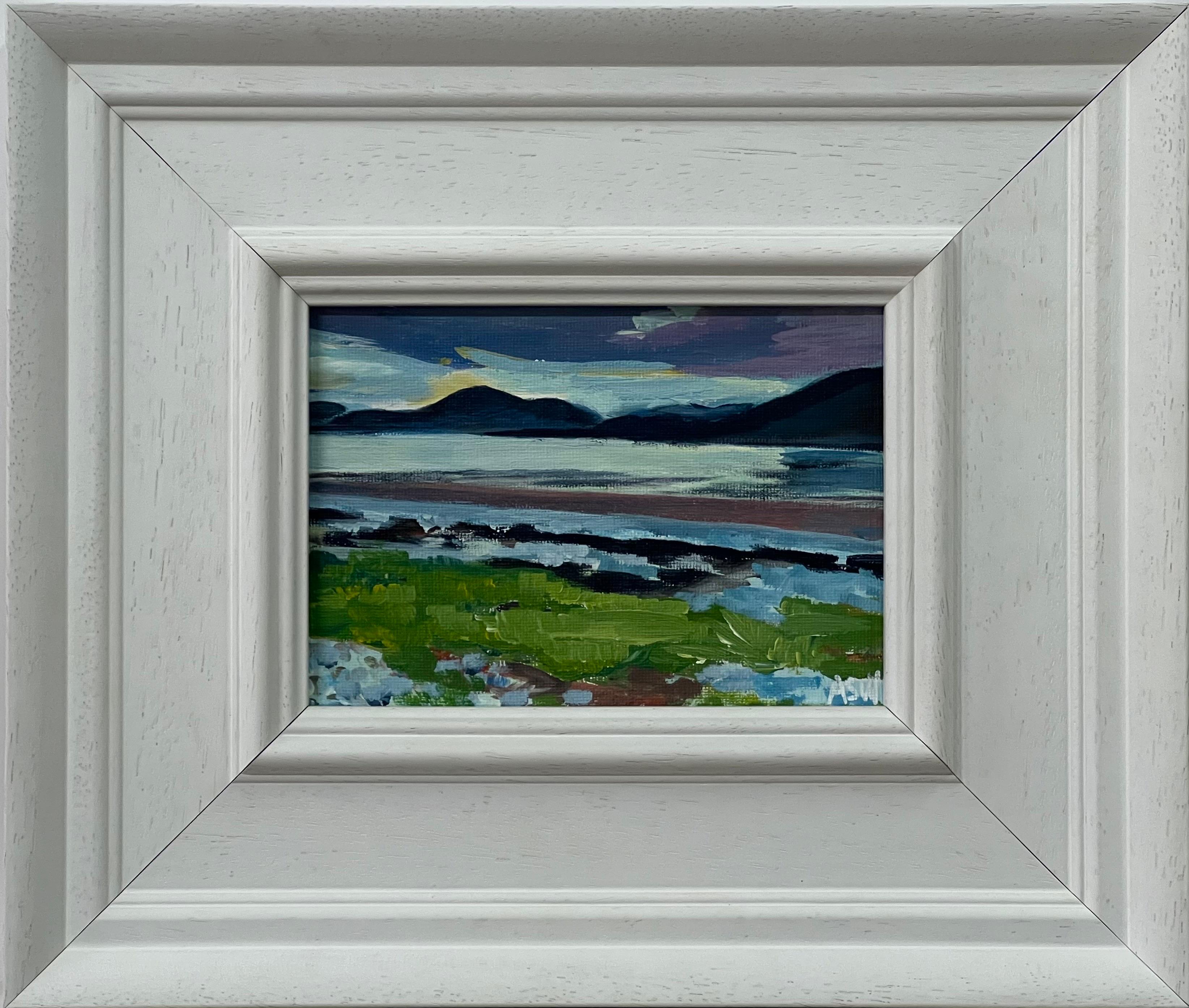 Angela Wakefield Abstract Painting - Miniature Landscape of Fort William in the Scottish Highlands by British Artist