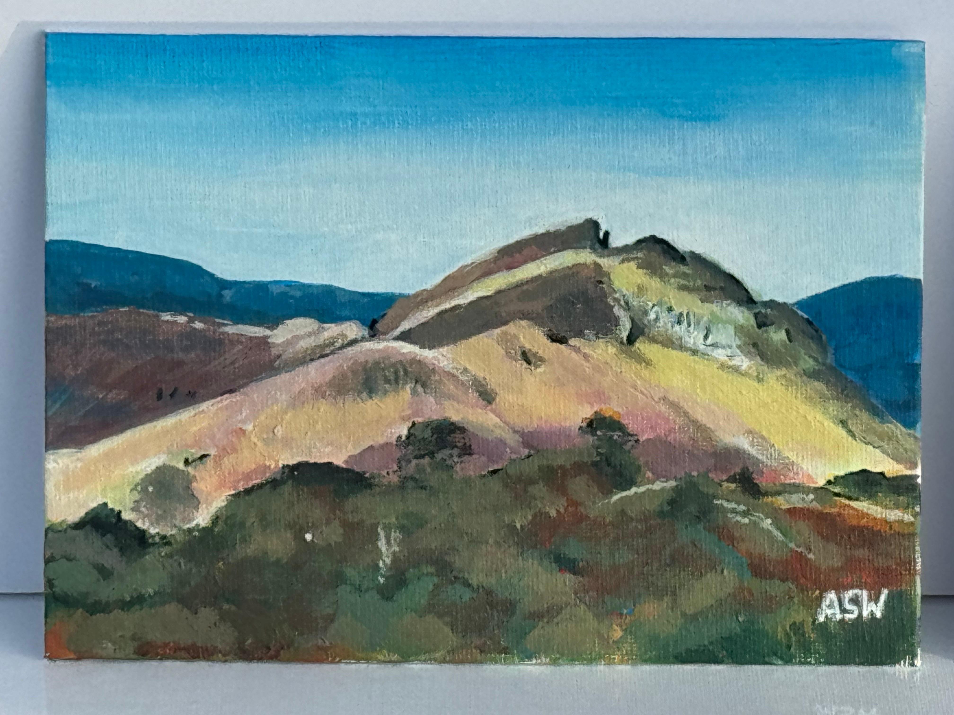 Miniature Landscape of Loughrigg Fell near Grasmere in the Lake District England - Contemporary Painting by Angela Wakefield