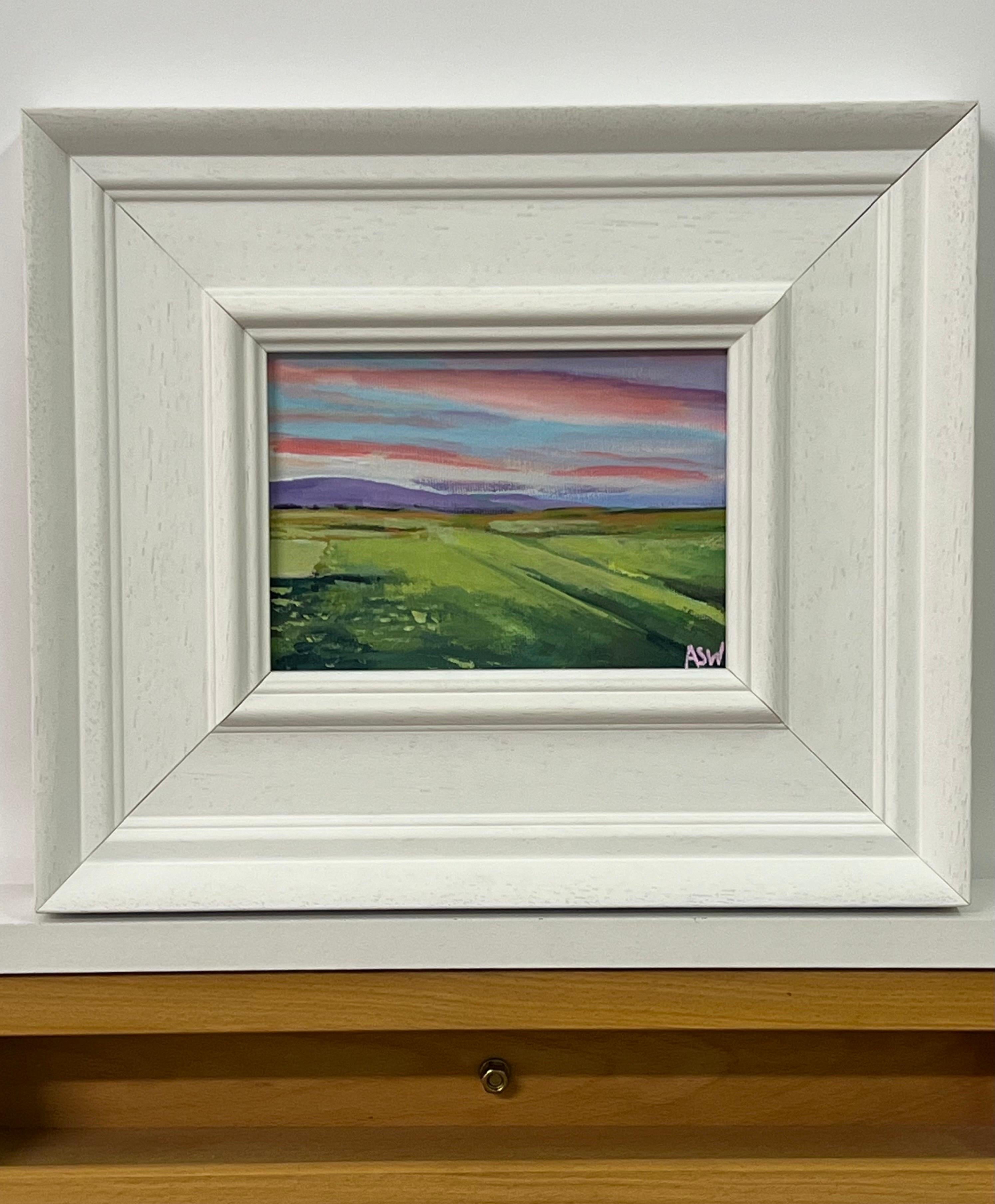 Miniature Landscape of the East Coast of Scottish Highlands by British Artist - Contemporary Painting by Angela Wakefield