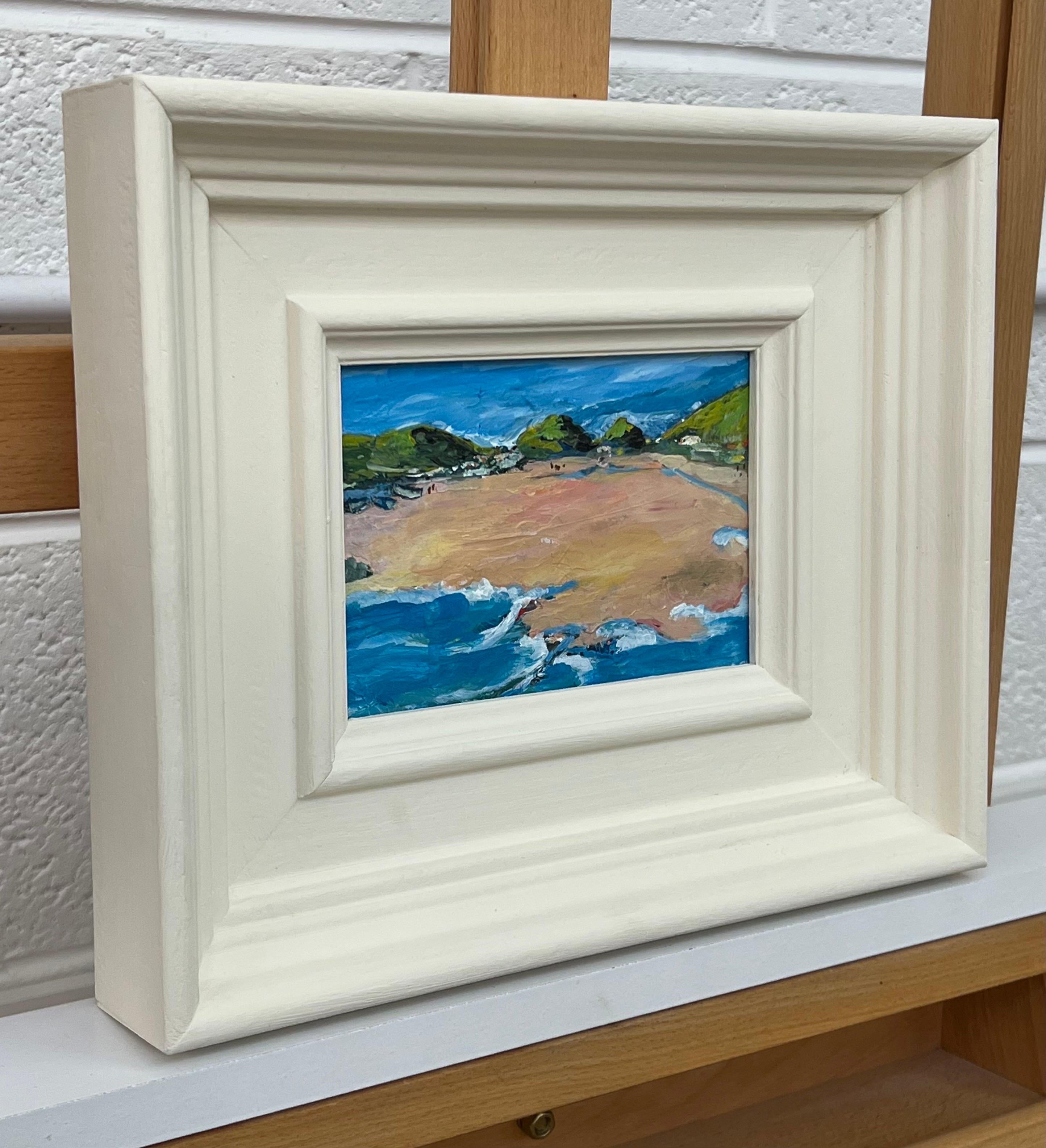 Miniature Landscape Study of Devon Coastline UK by Contemporary British Artist - Painting by Angela Wakefield