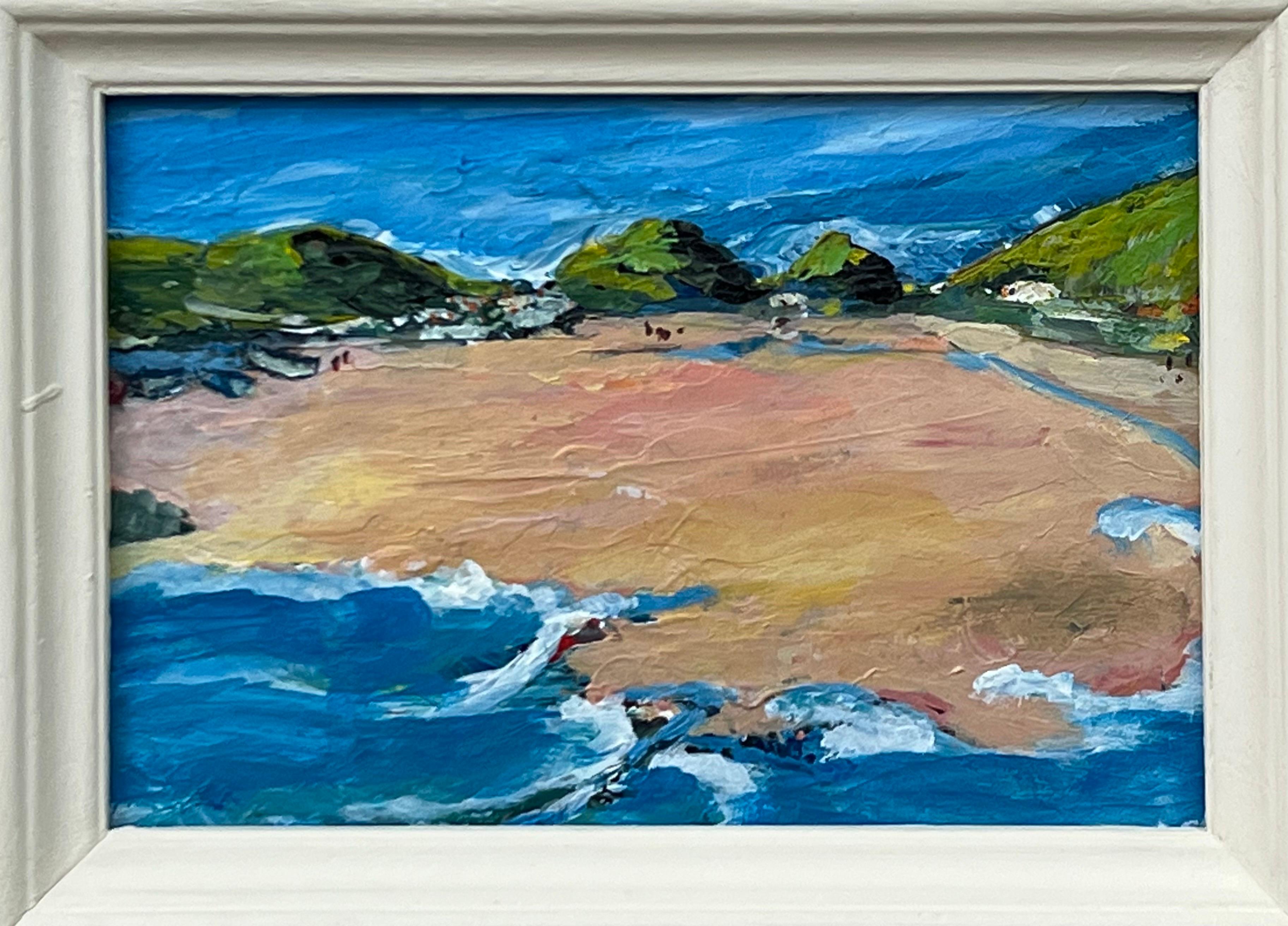 Miniature Landscape Study of Devon Coastline UK by Contemporary British Artist For Sale 3