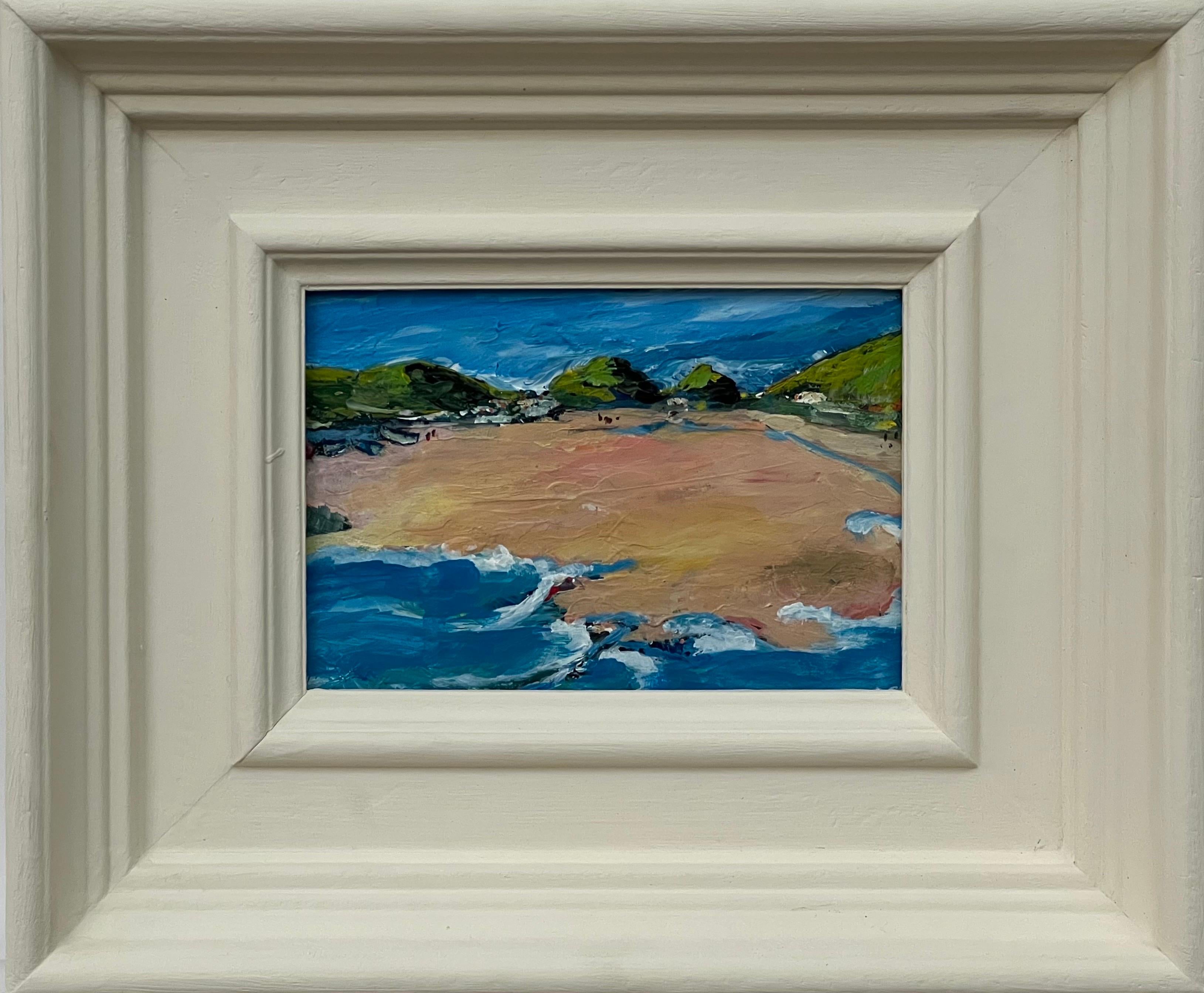 Angela Wakefield Figurative Painting - Miniature Landscape Study of Devon Coastline UK by Contemporary British Artist