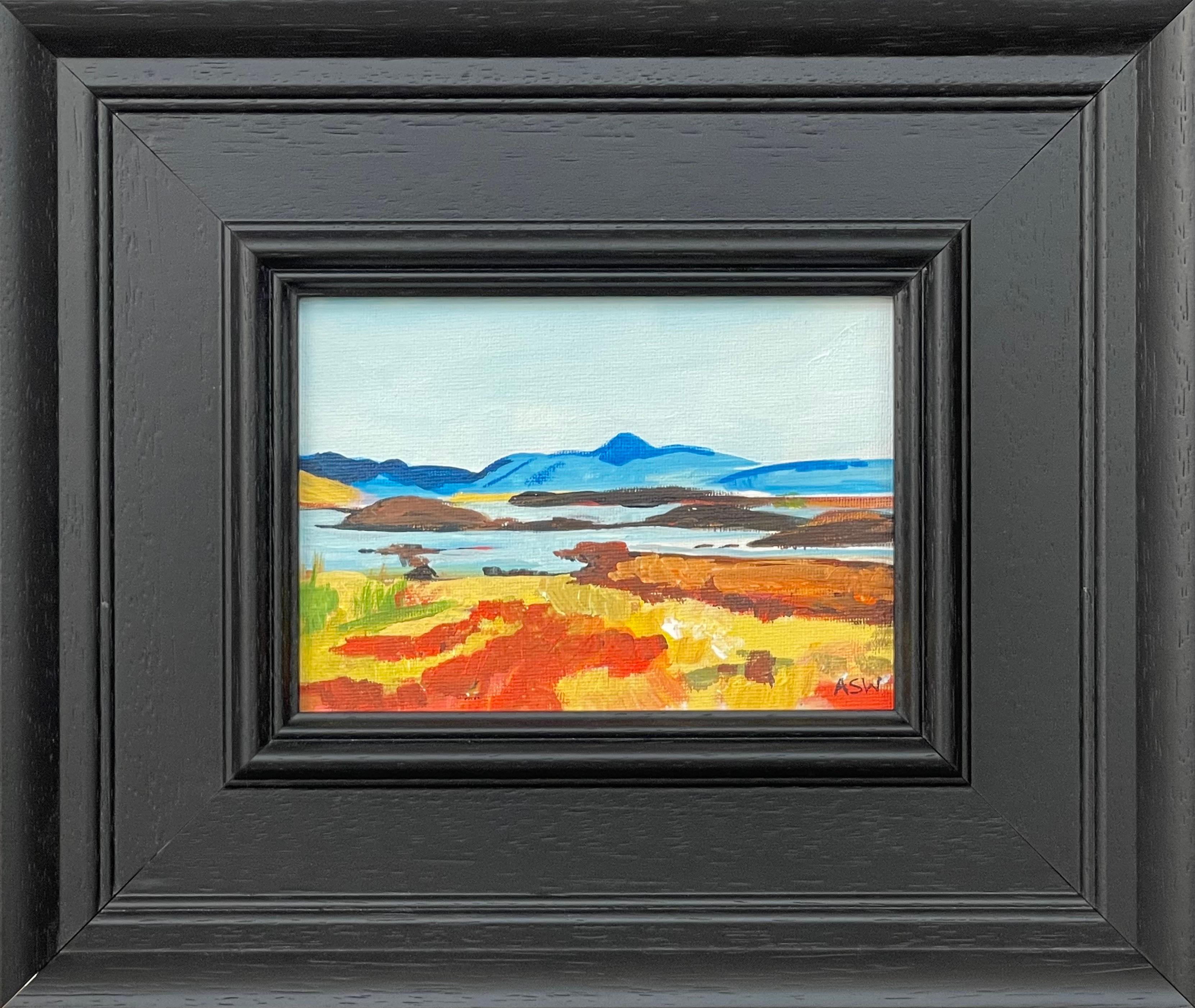 Landscape Painting Angela Wakefield - Étude de paysage miniature des Highlands écossais par un artiste britannique contemporain