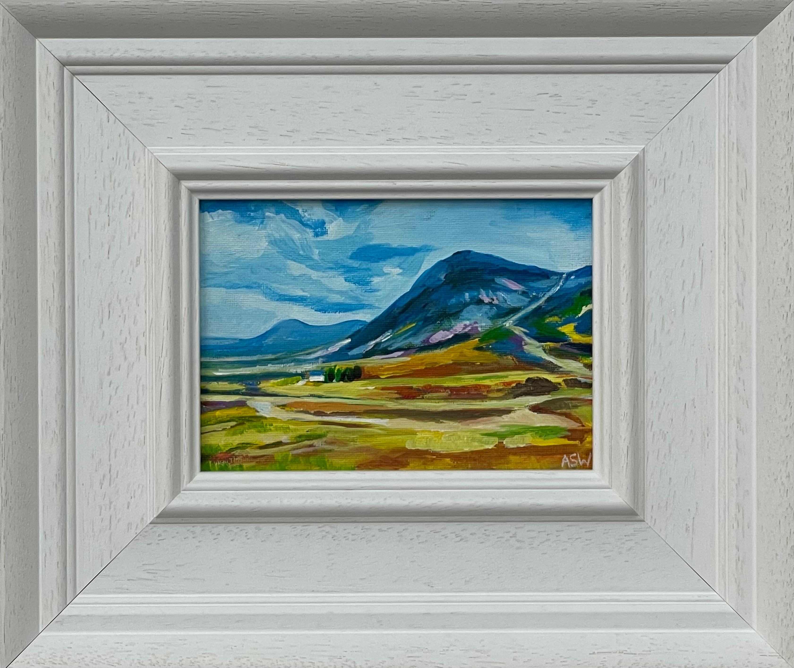 Angela Wakefield Landscape Painting - Miniature Landscape Study of Scottish Highlands by Contemporary British Artist