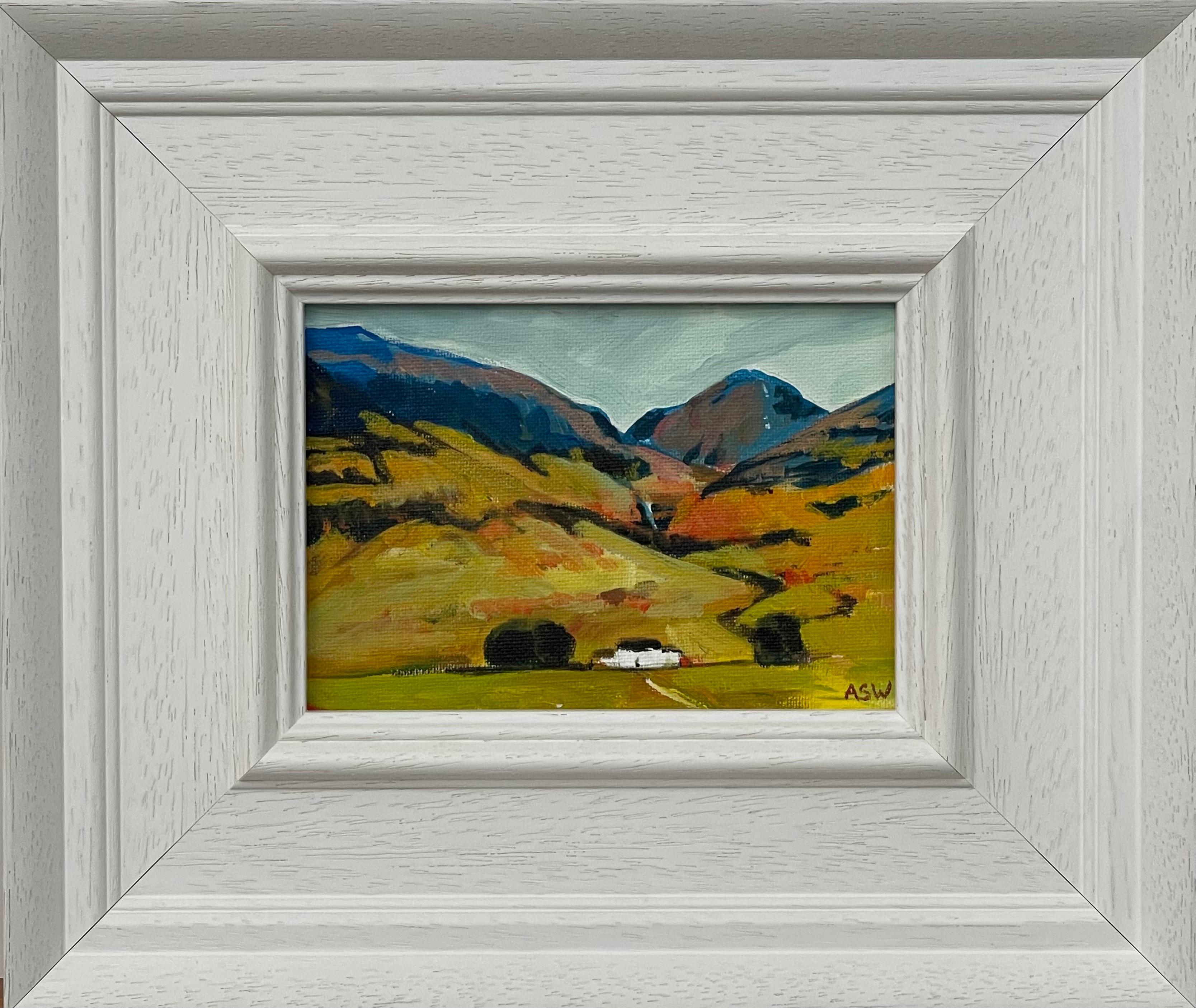 Angela Wakefield Landscape Painting - Miniature Landscape Study of Scottish Highlands by Contemporary British Artist