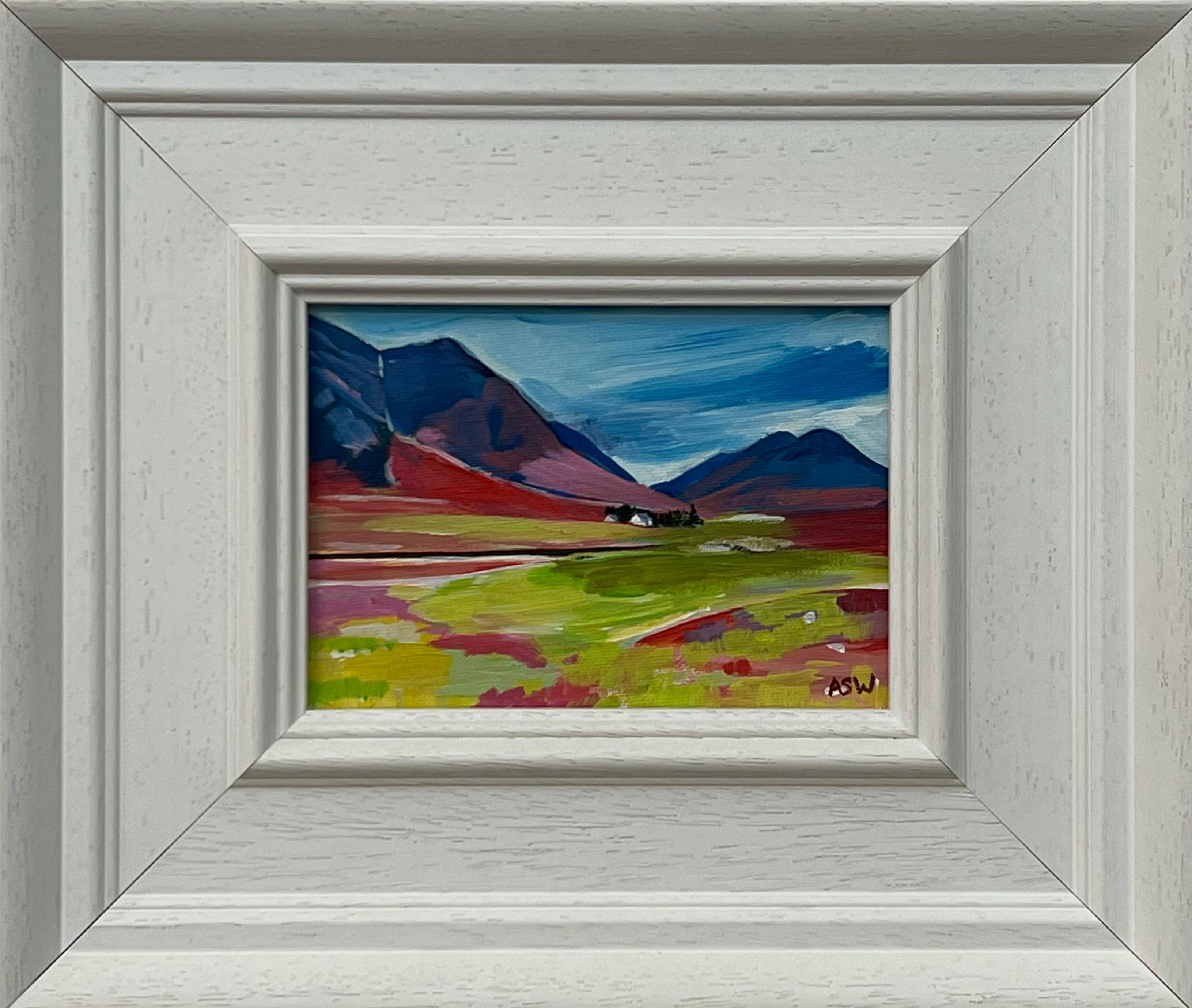 Étude de paysage miniature des Highlands écossais par un artiste britannique contemporain