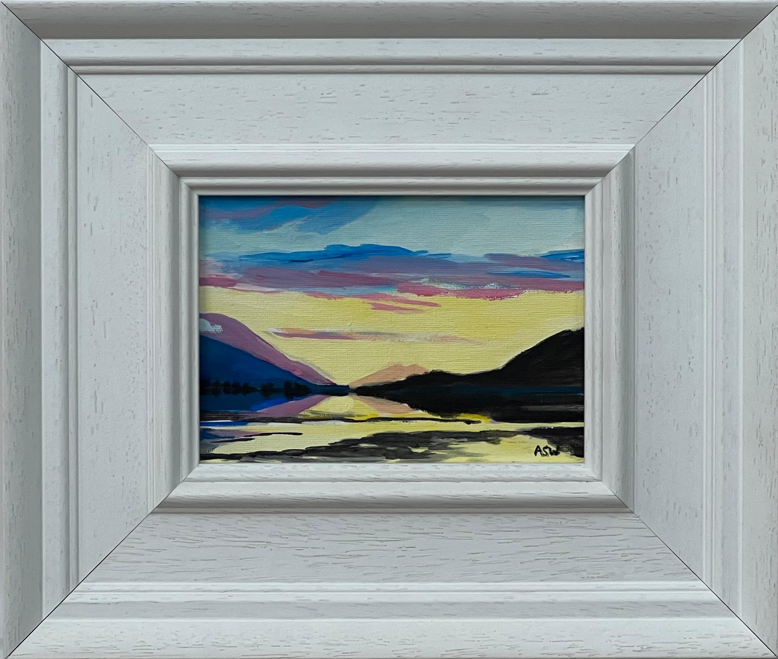 Angela Wakefield Abstract Painting - Miniature Landscape Study of Scottish Highlands by Contemporary British Artist