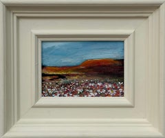 Miniature Landscape Study of Wild Flowers on Moor by Contemporary British Artist