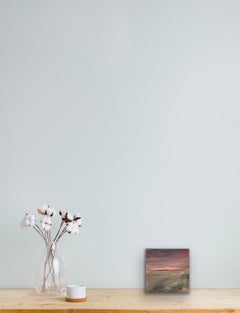 Miniatura d'arte da tavolo - Paesaggio astratto originale con rosa e verde salvia