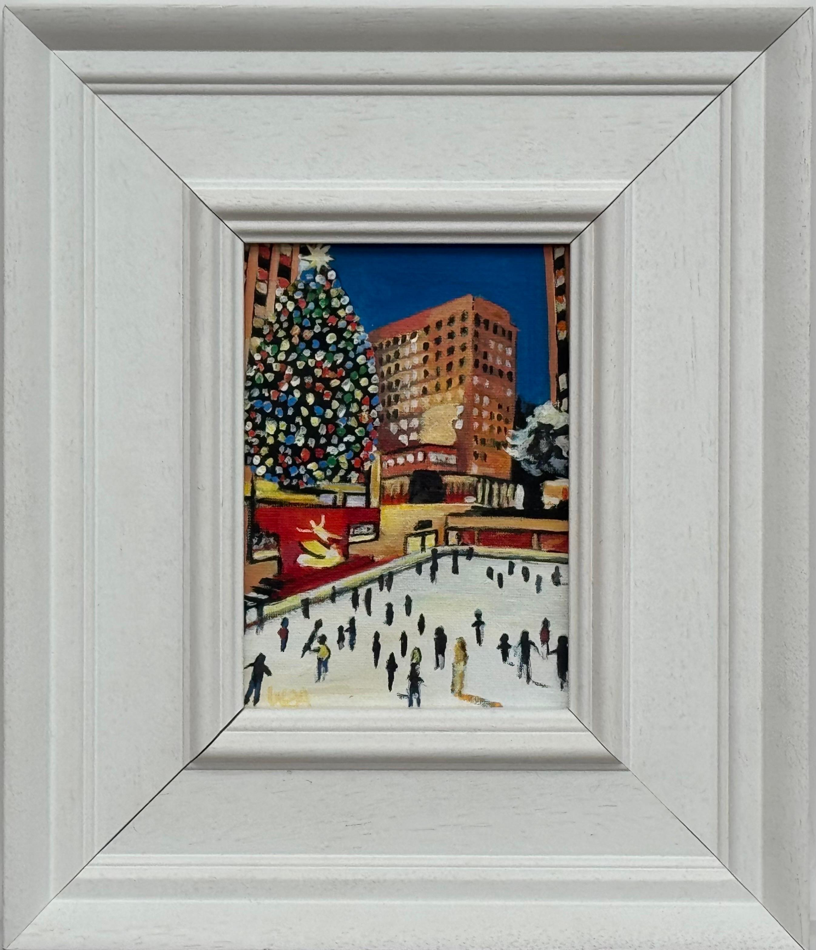 Miniature Original Painting Art Study of Central Park Christmas New York City For Sale 7